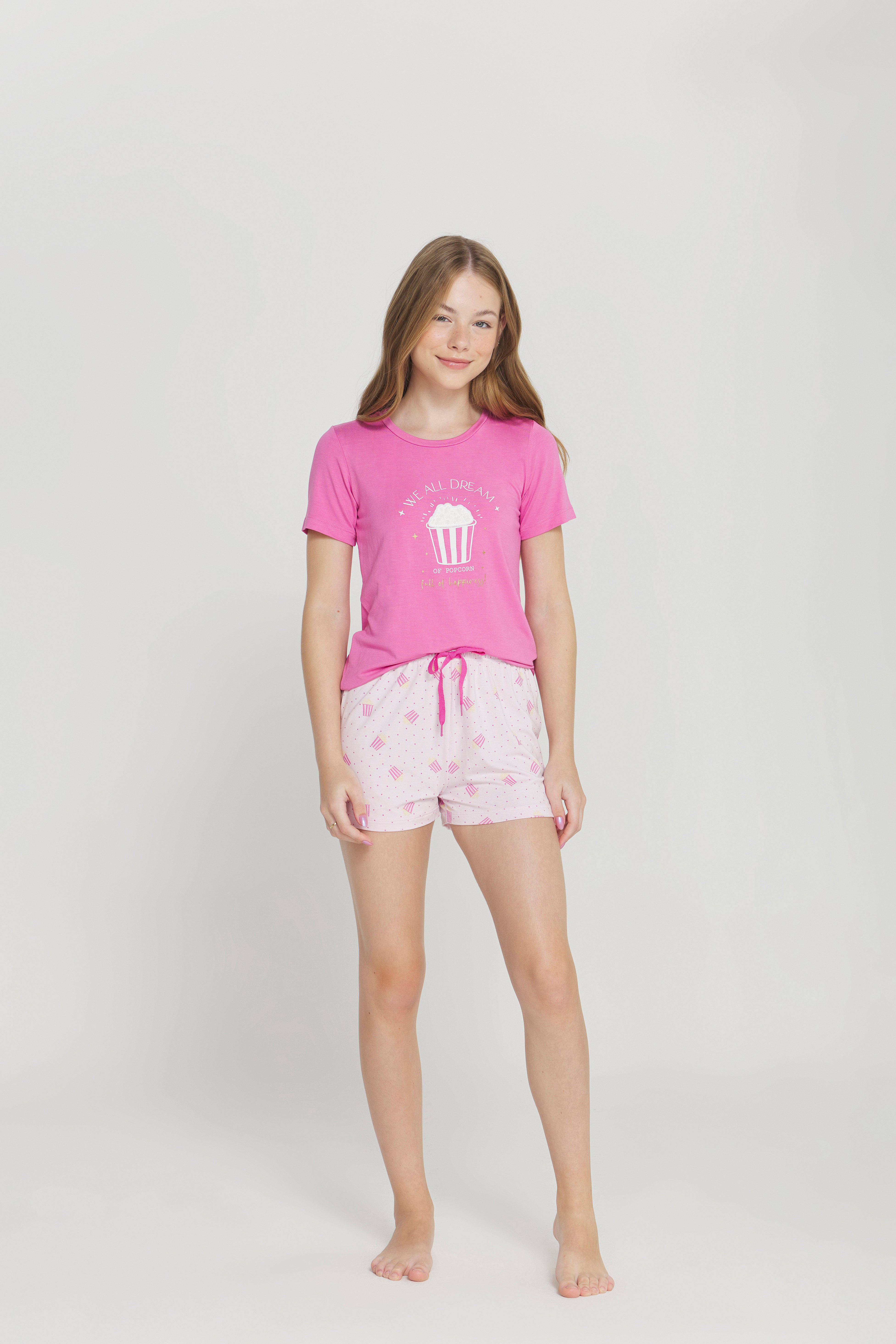 Pijama Infantil Meia Manga com Short Viscolycra Pink – Danka® 01.1.0285/86