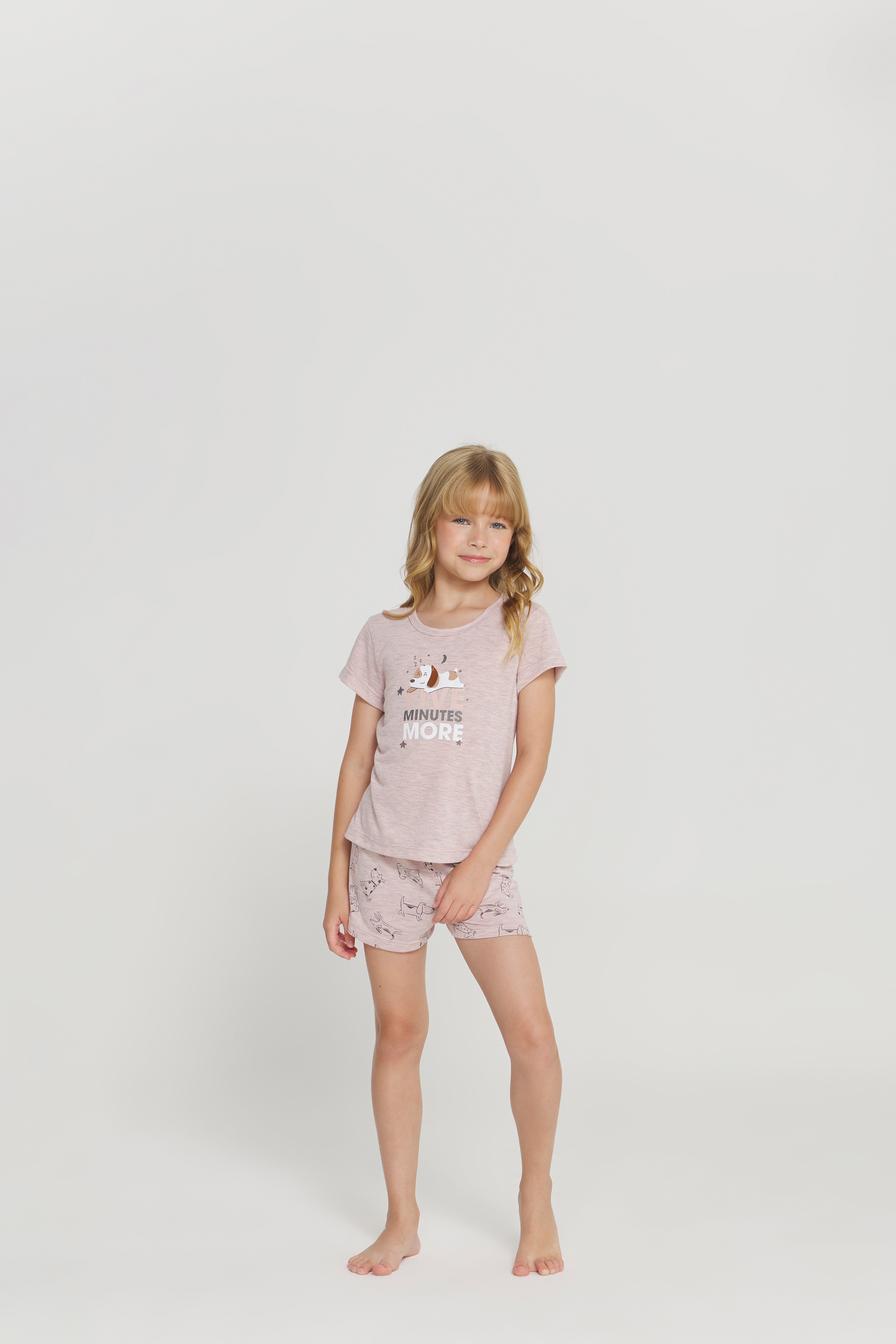 Pijama Infantil Meia Manga com Short Poliviscose Rosa – Danka® 01.1.0319/20