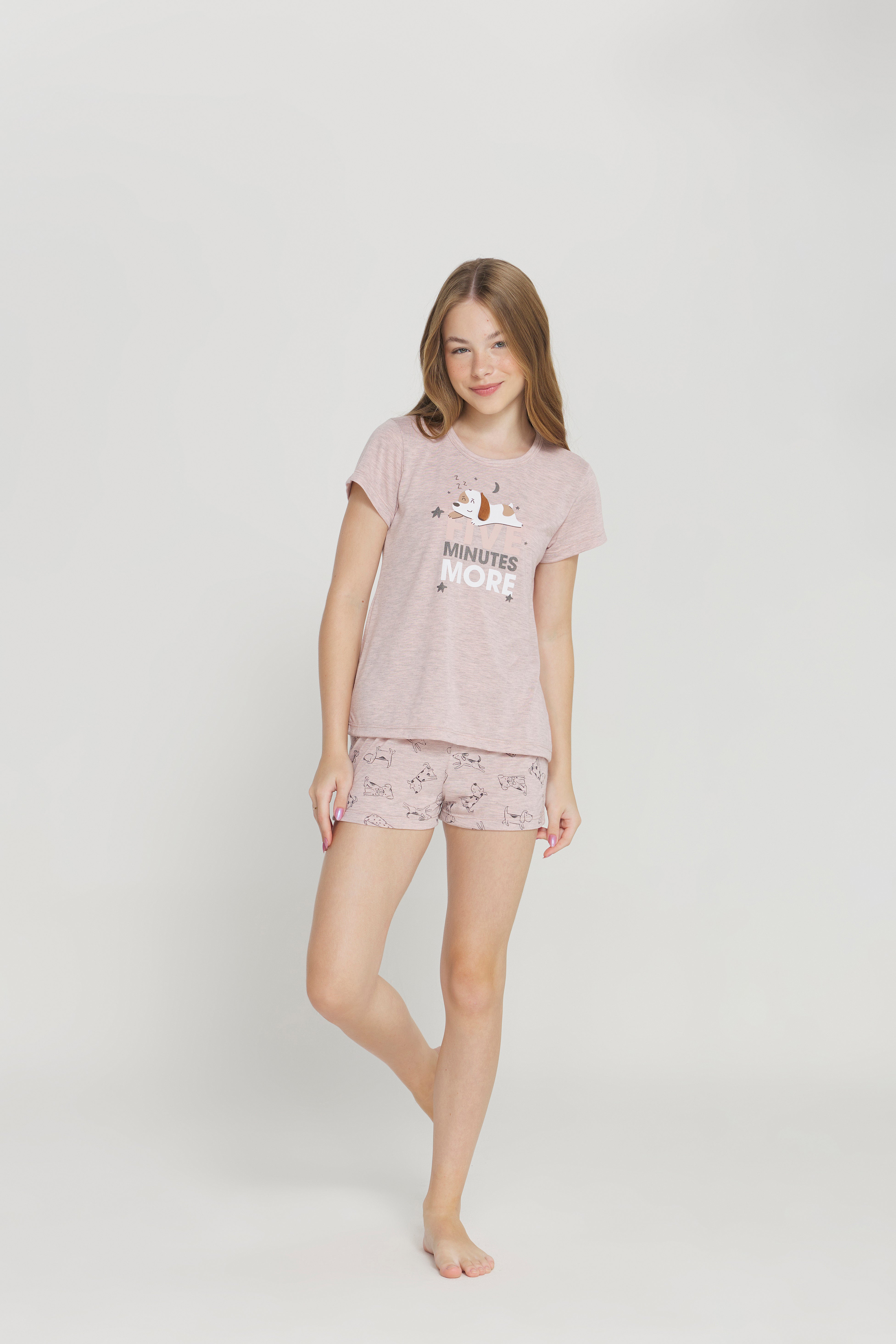 Pijama Infantil Meia Manga com Short Poliviscose Rosa – Danka® 01.1.0319/20