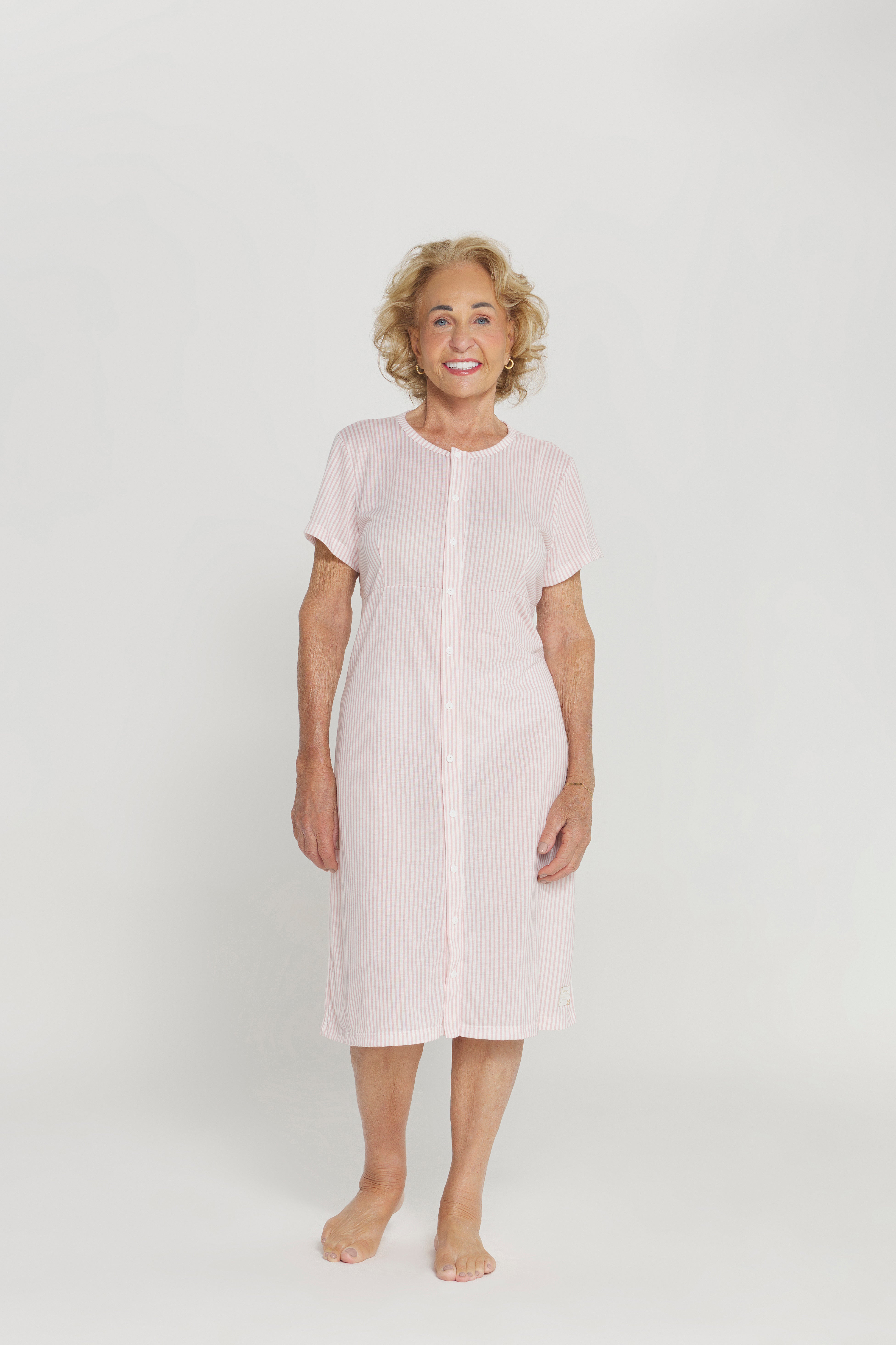 Camisola Meia Manga Aberta em Poliviscose Listra Poá – Danka® 01.1.0365