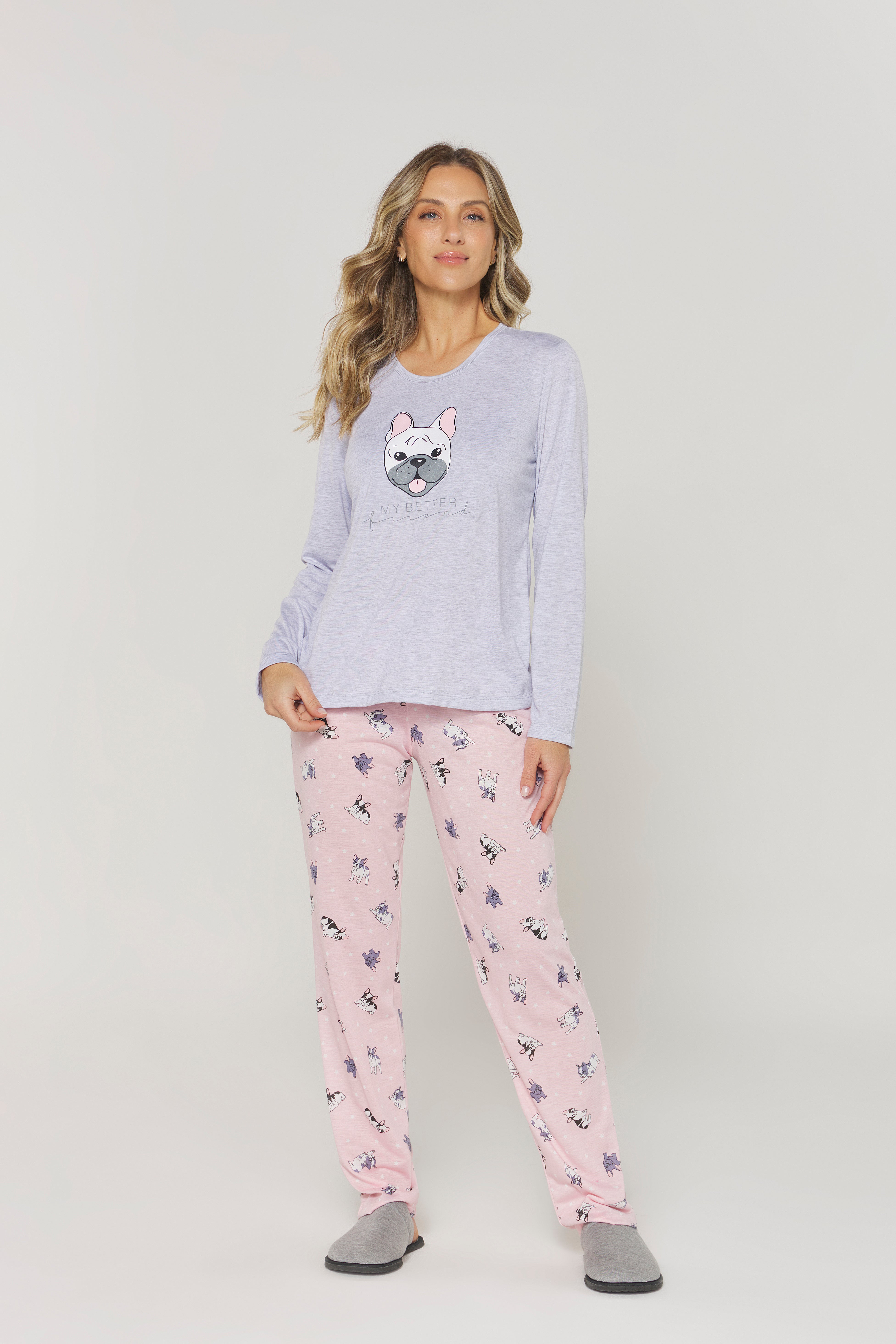 Pijama Manga Longa com Calça Estampas Diversas Danka® 01.2.0467