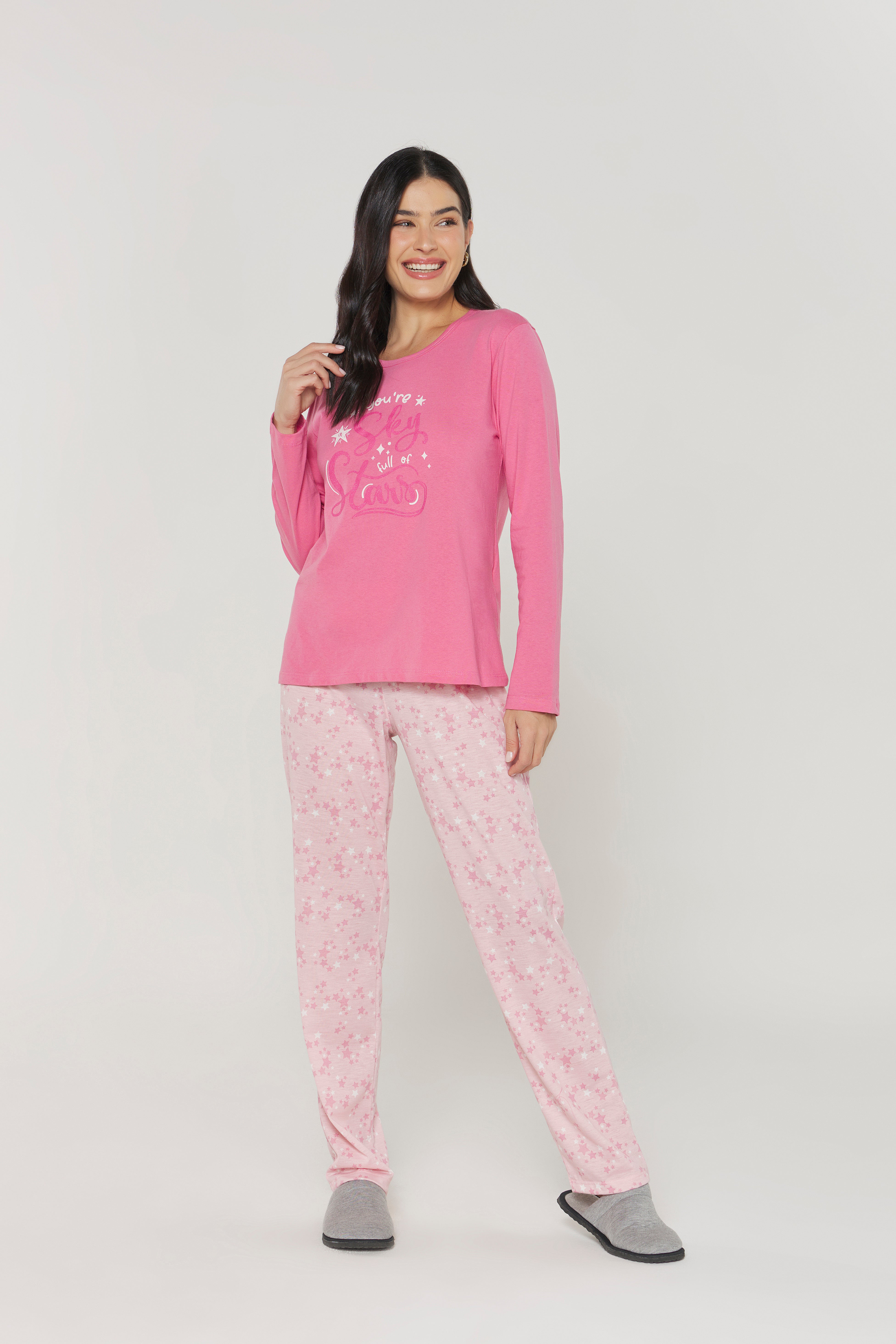 Pijama Manga Longa com Calça Estampas Diversas Danka® 01.2.0467