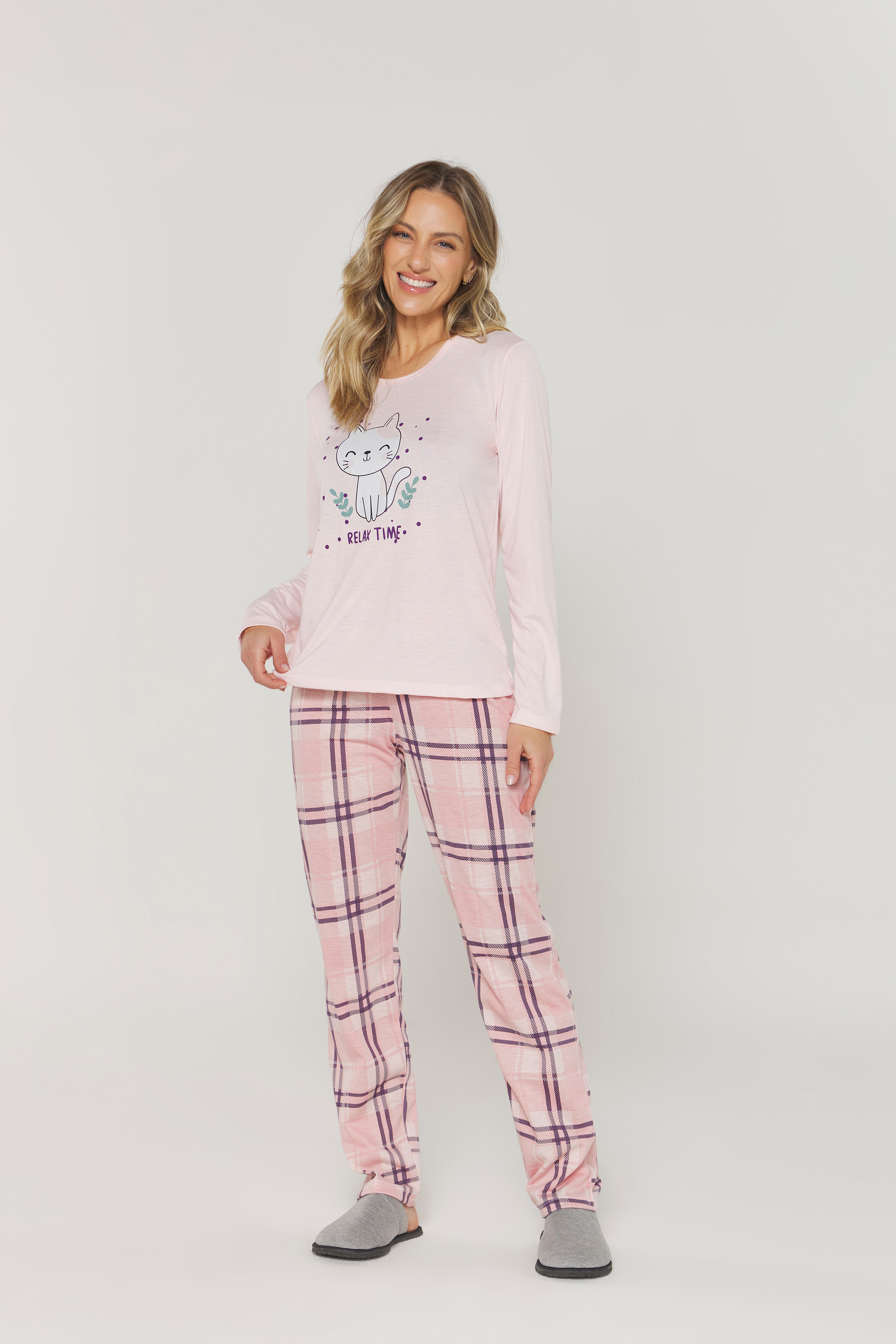 Pijama Manga Longa com Calça Estampas Diversas Danka® 01.2.0467