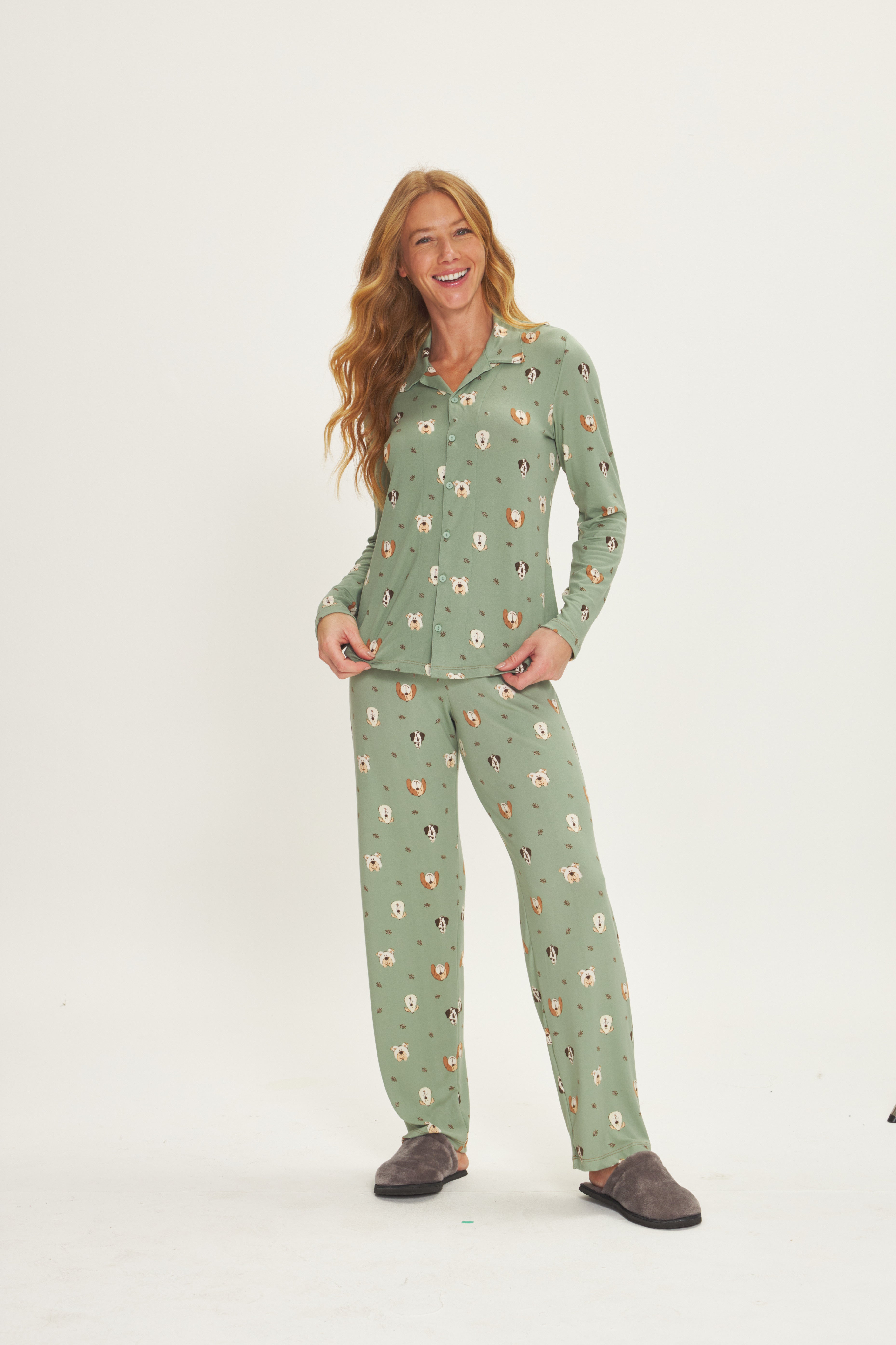 Pijama Jovial Americano Manga Longa com Calça Peach Touch Dog – Danka® 01.2.0551