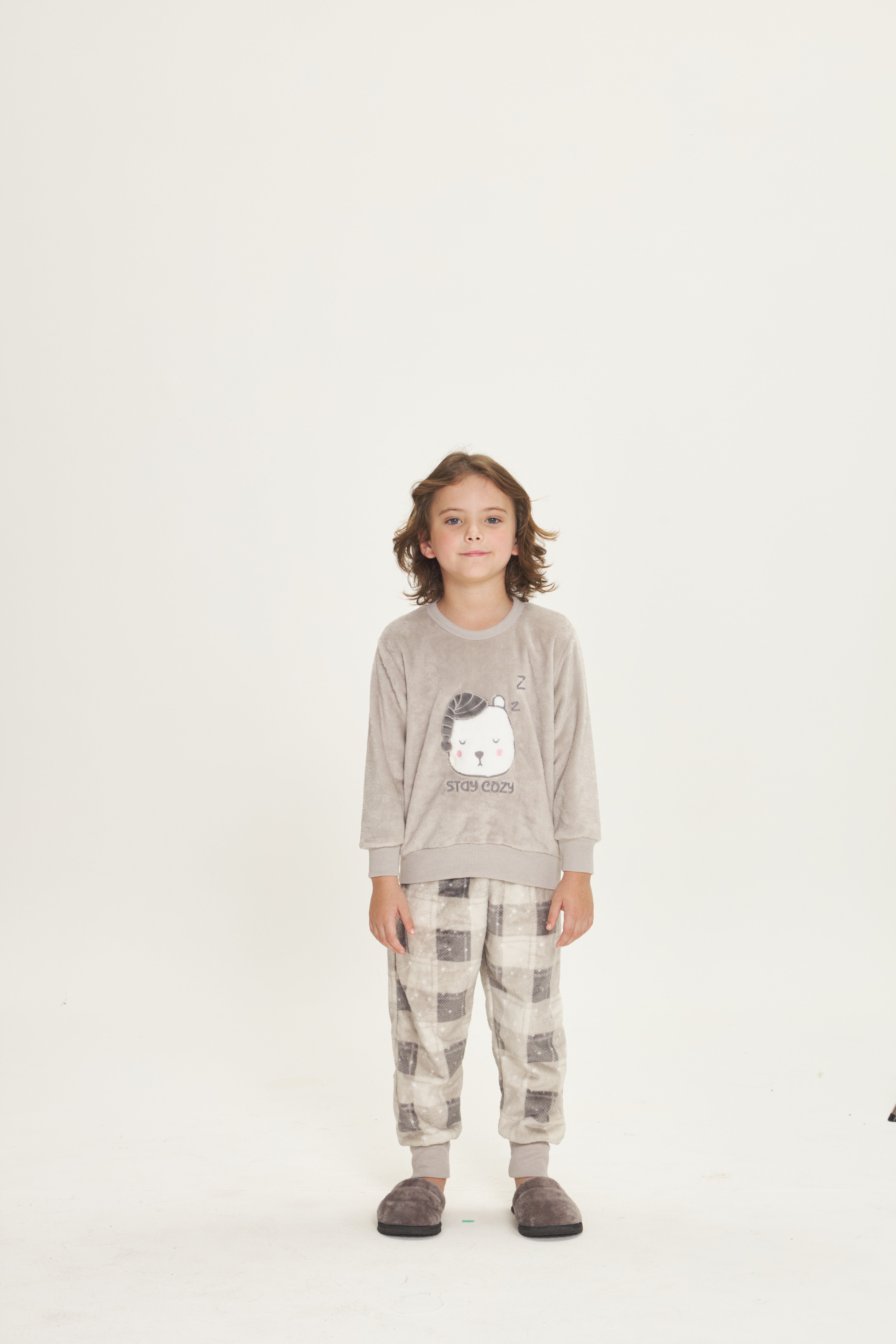 Pijama Infantil Masculino Manga Longa com Calça Fleece Cinza Stay Cozy – Danka® 01.2.0565/66