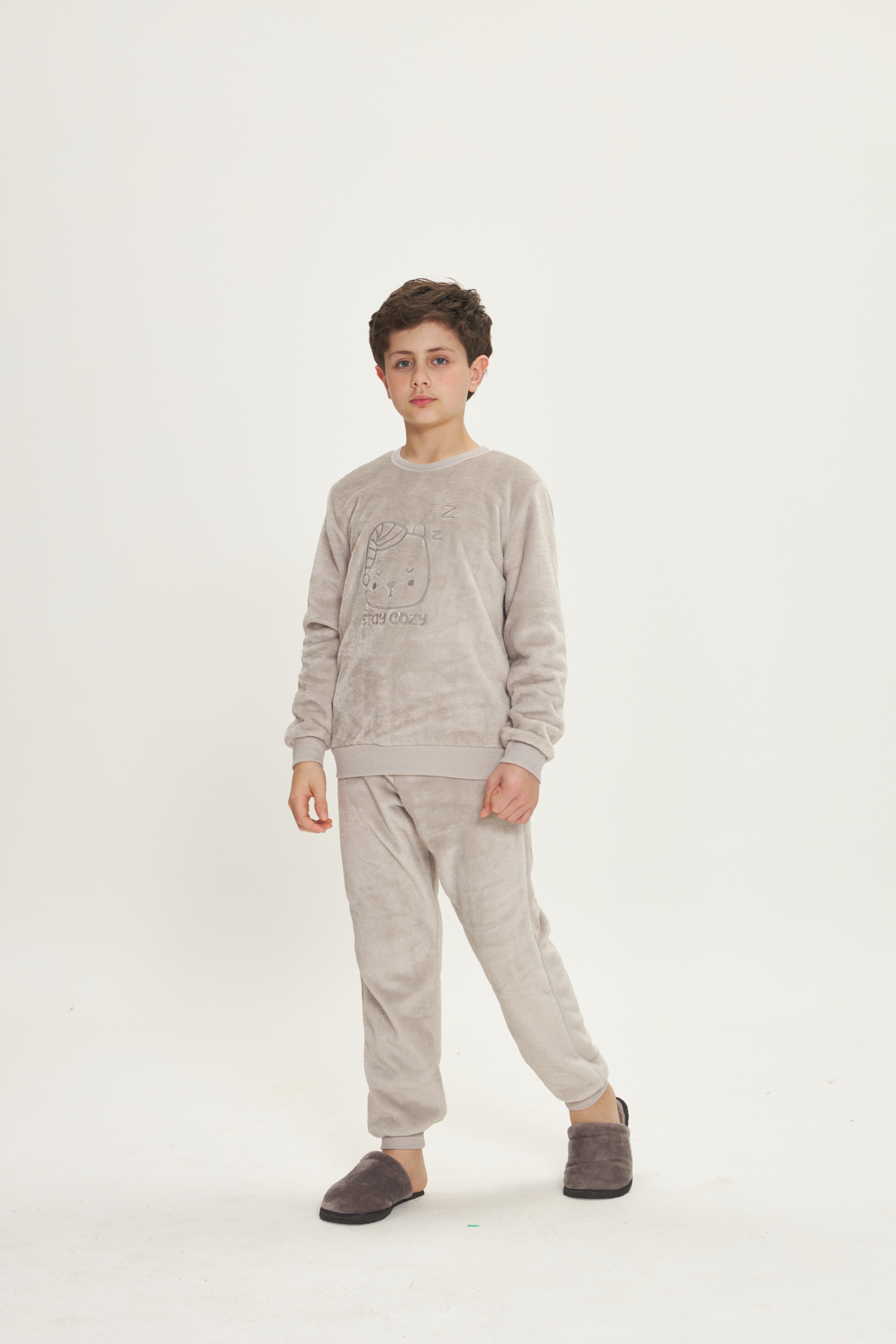 Pijama Infantil Masculino Manga Longa com Calça Fleece Cinza Stay Cozy – Danka® 01.2.0565/66