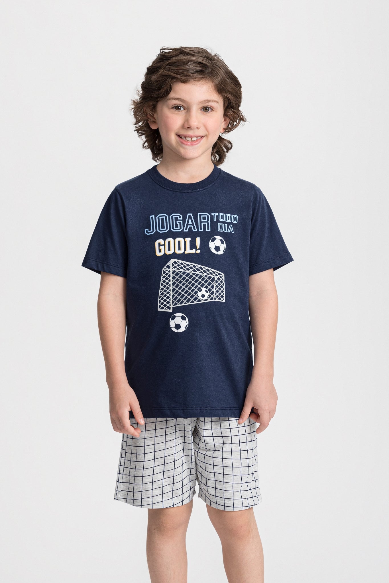 Pijama Masculino Infantil Meia Manga com Bermuda – Torcida do Amor