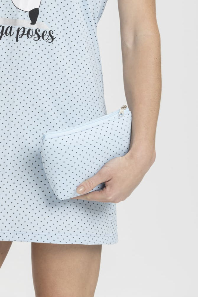 Necessaire Feminina Azul com Poá –