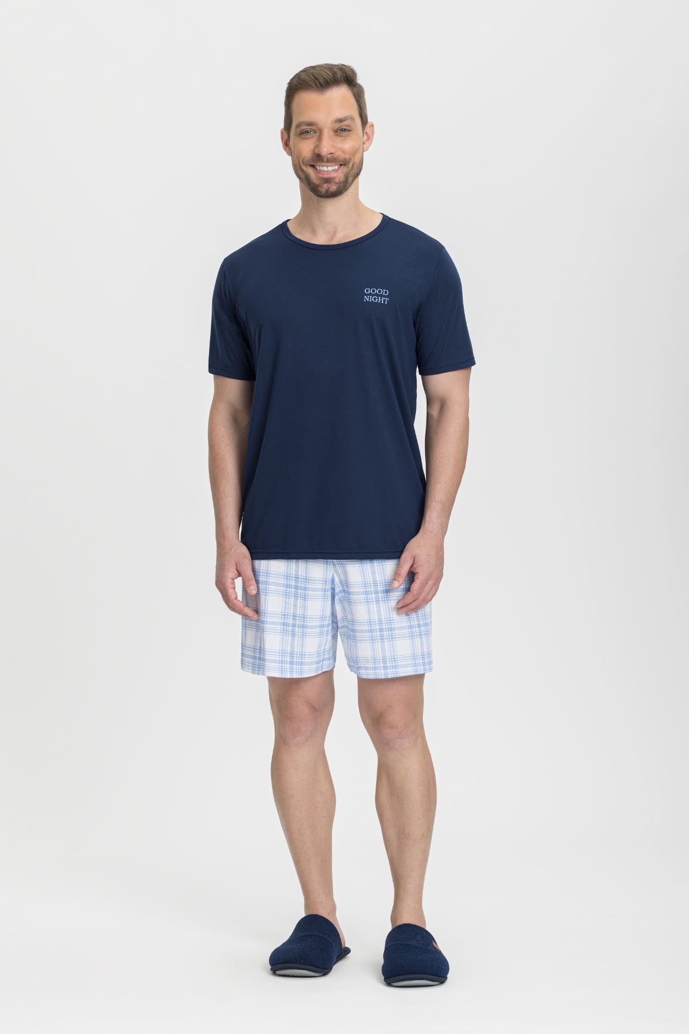 Pijama Masculino Meia Manga com Bermuda Good Night – 033429