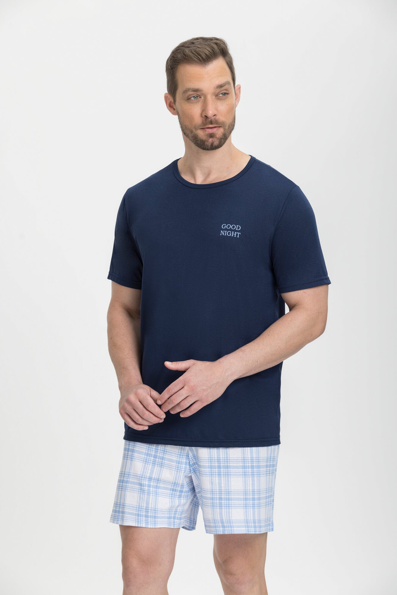 Pijama Masculino Meia Manga com Bermuda Good Night – 033429