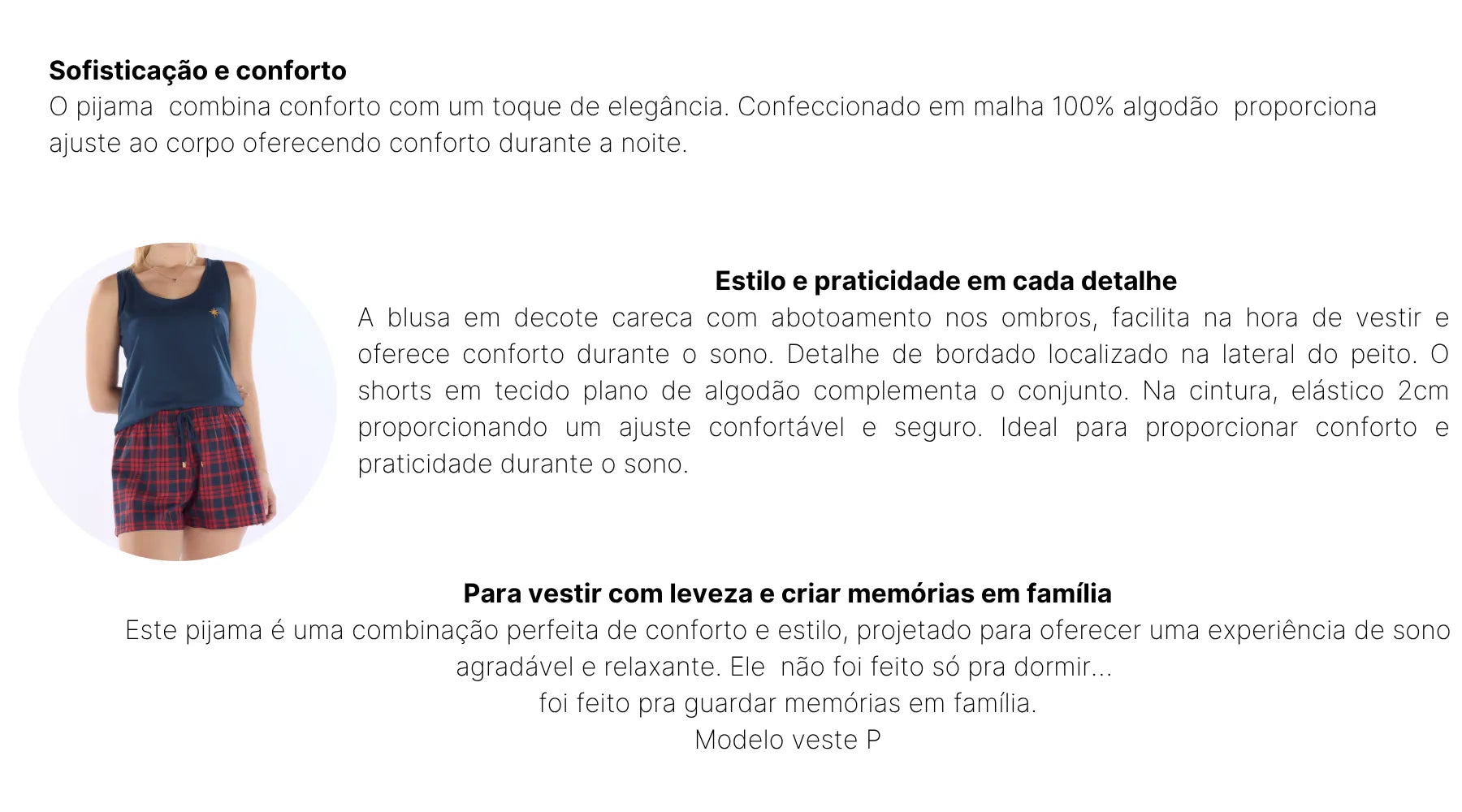 Pijama Regata com Short Xadrez Vermelho e Azul – Pzama® 040549