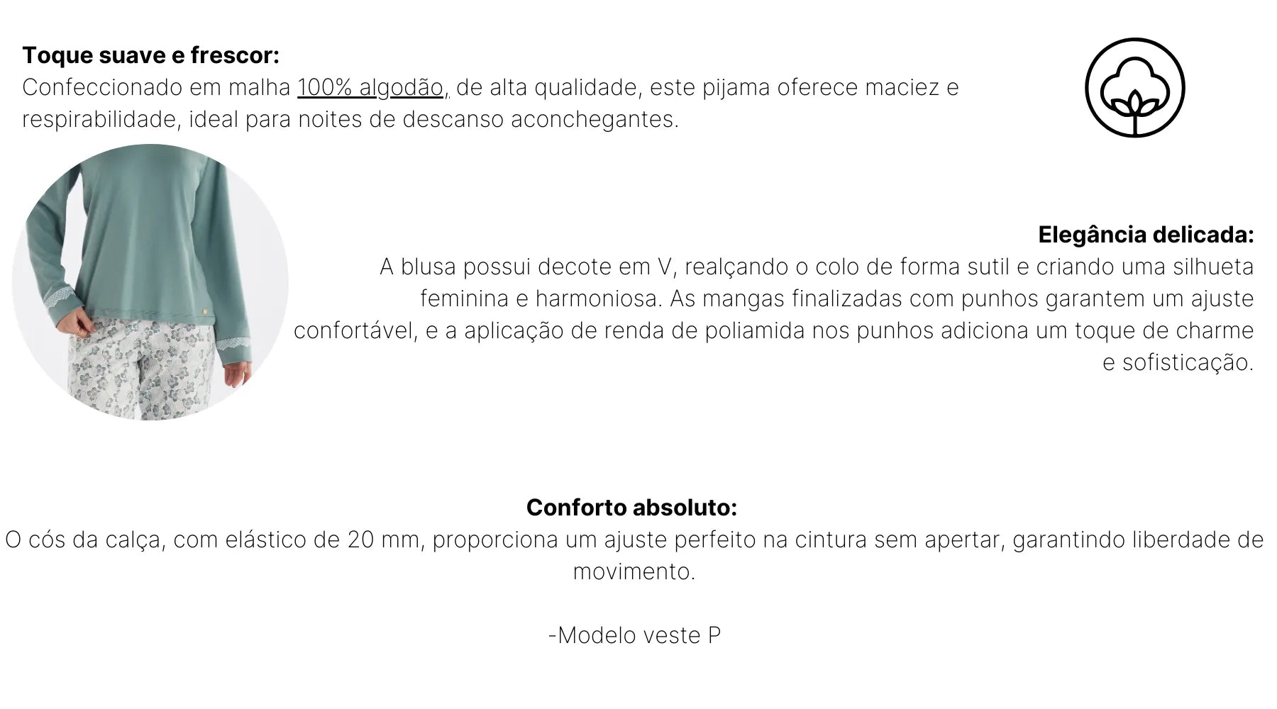 Pijama Manga Longa com Calça Florescer Pzama® 050272