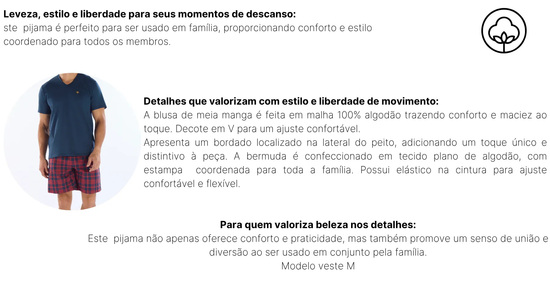 Pijama Masculino Meia Manga com Bermuda Xadrez Vermelho e Azul – Pzama® 060245