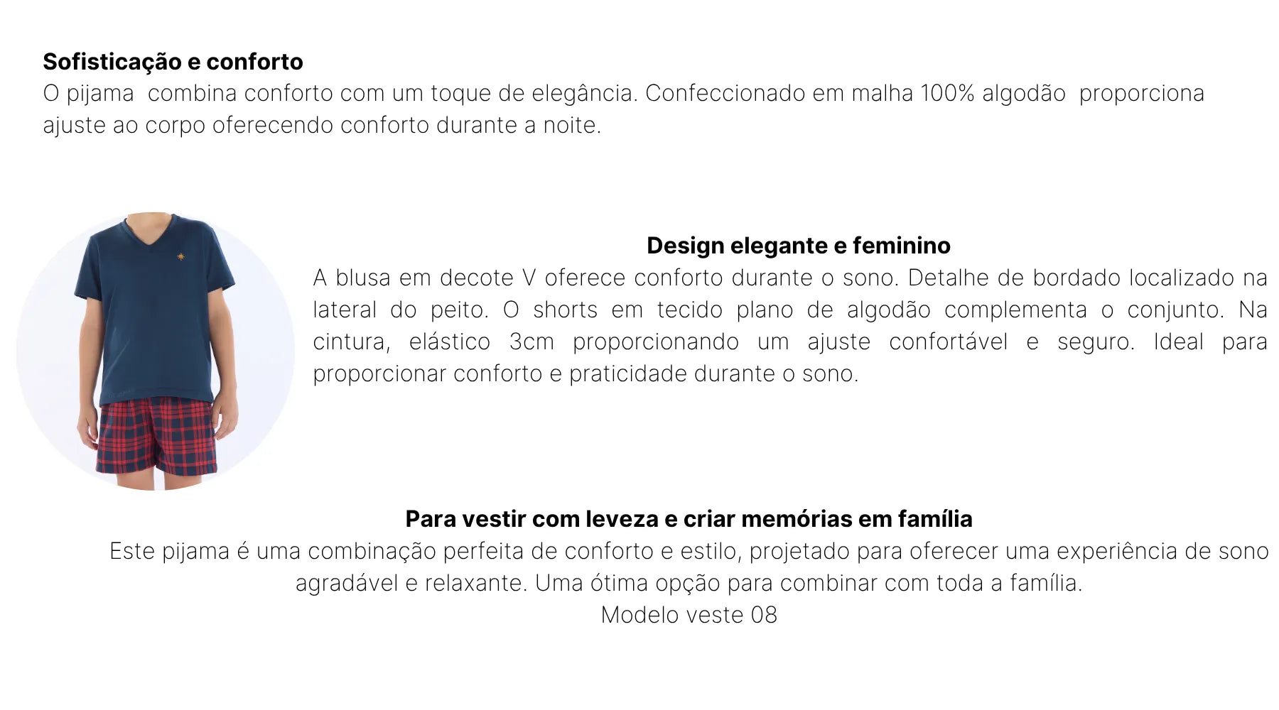 Pijama Masculino Infantil/Juvenil Meia Manga com Bermuda Xadrez Vermelho e Azul – Pzama® 080088