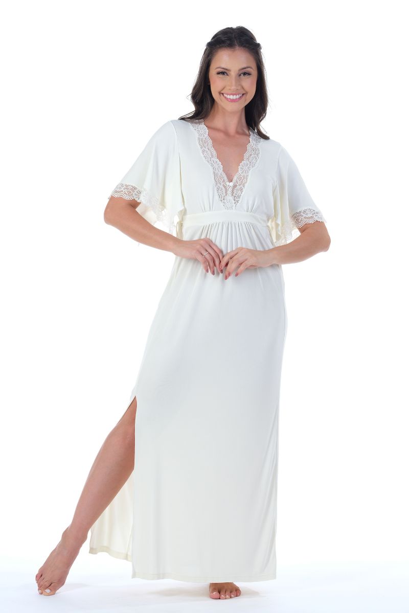 Kafta Longa Lisa Com Renda – Maria Candida® 10123