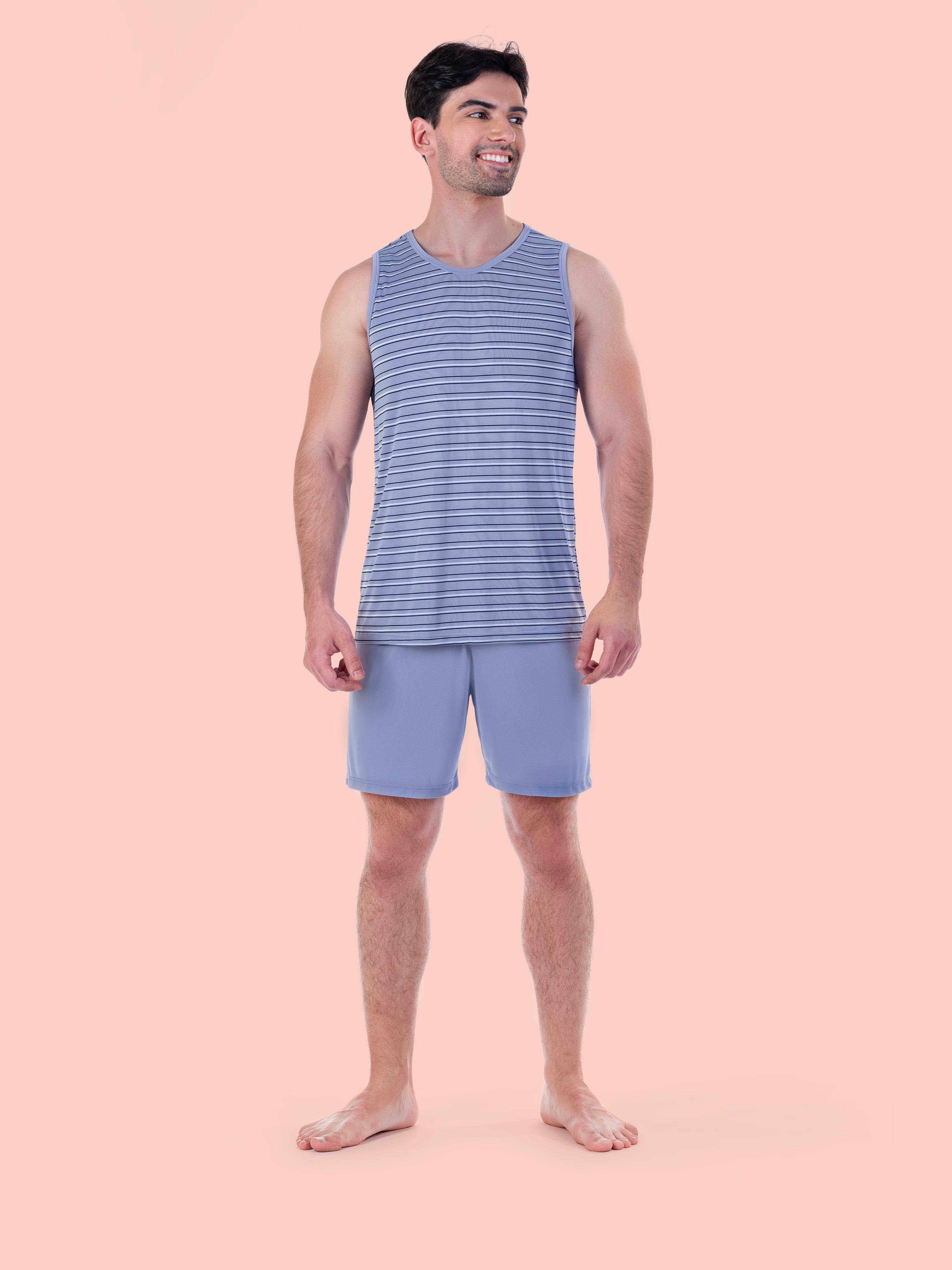 Pijama Masculino Regata com Bermuda Lisa – Maria Cândida® 10352L