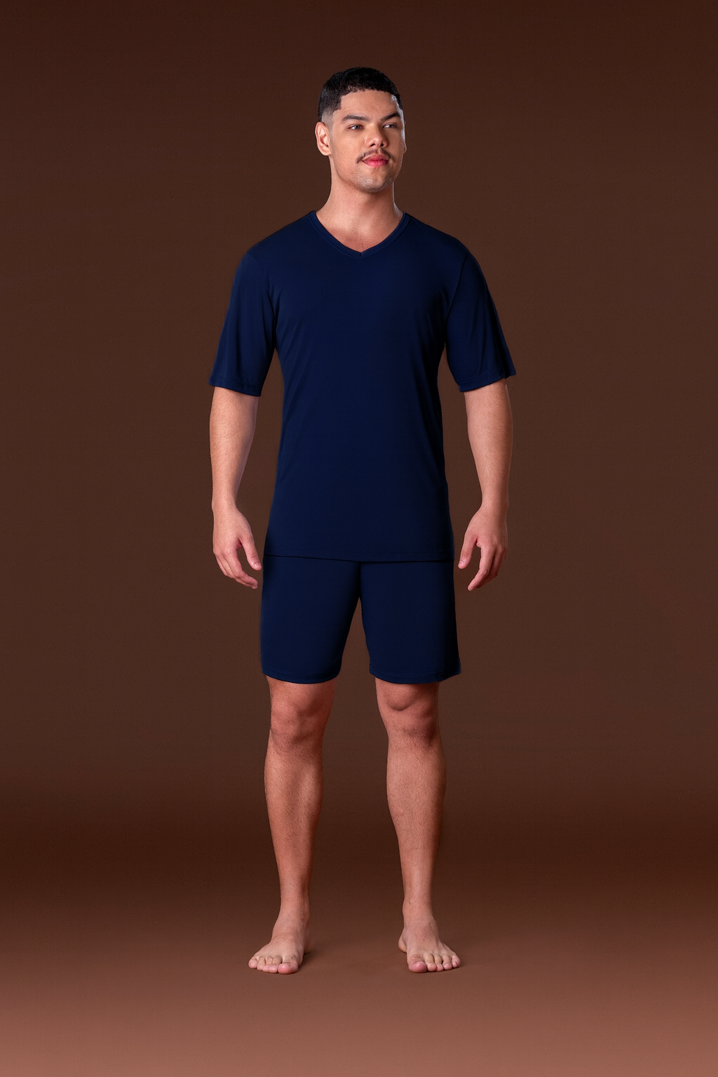 Pijama Masculino Meia Manga com Bermuda Lisa Maria Cândida® 10656