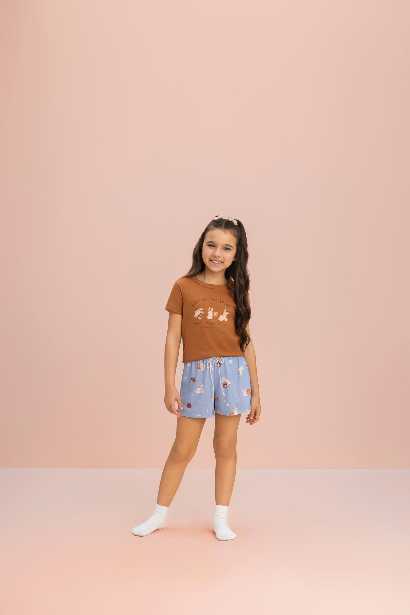 Pijama Infantil Meia Manga com Short Peach Sublime Trufinhas – Lua Encantada® 11110153