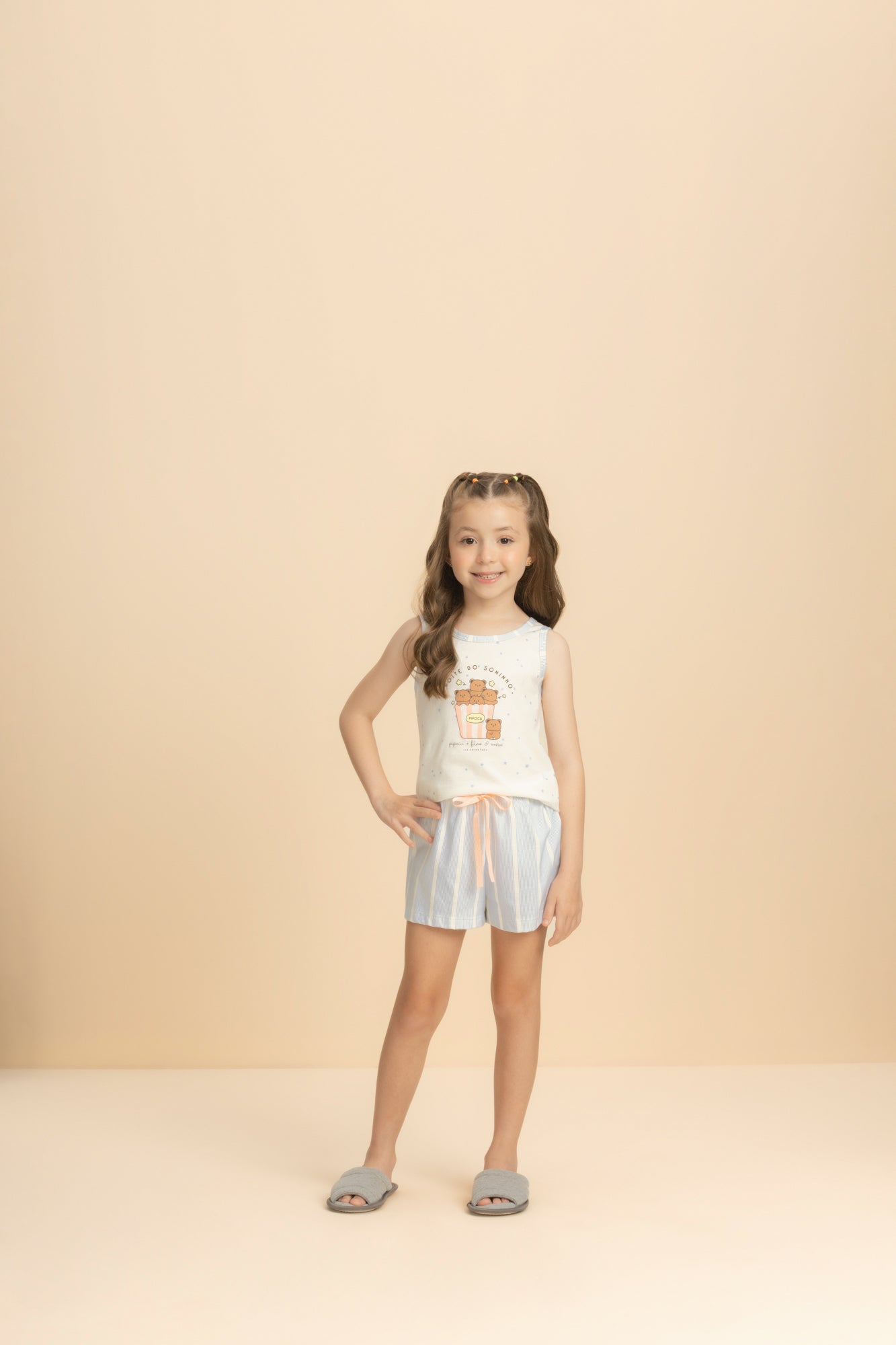 Pijama Infantil Regata com Short Algodão Composê Listrado – Lua Encantada® 11130095/96