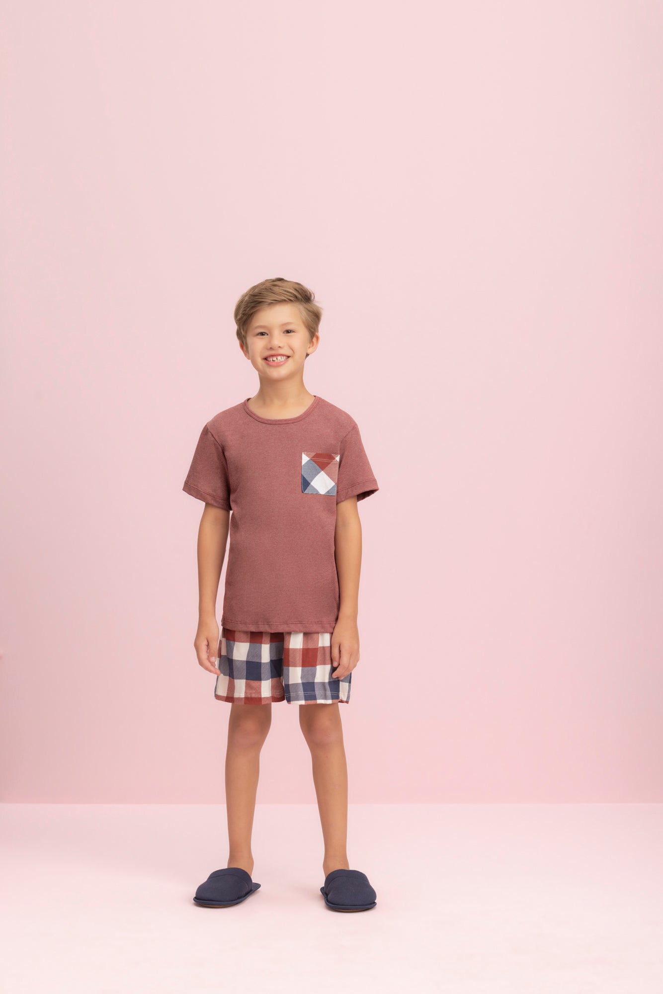 Pijama Masculino Juvenil Meia Manga com Bermuda Família Aconchegante - Lua Encantada® 12030143/44