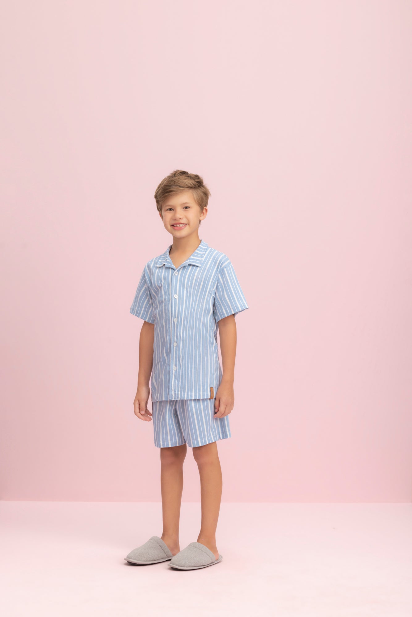 Pijama Infantil Masculino Americano Meia Manga com Bermuda Lua Encantada® - Família Americana 12560000/01