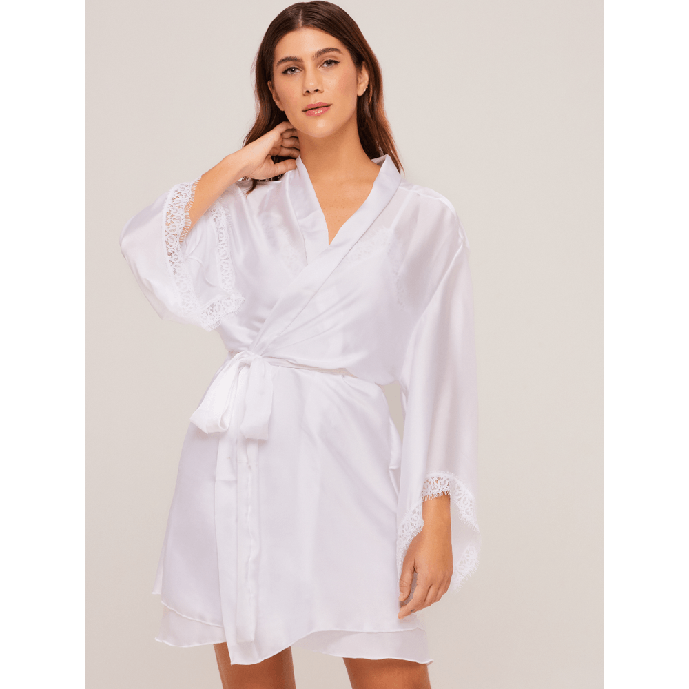Robe Em Cetim Loungewear Com Renda Chantilly Liebe® 136916