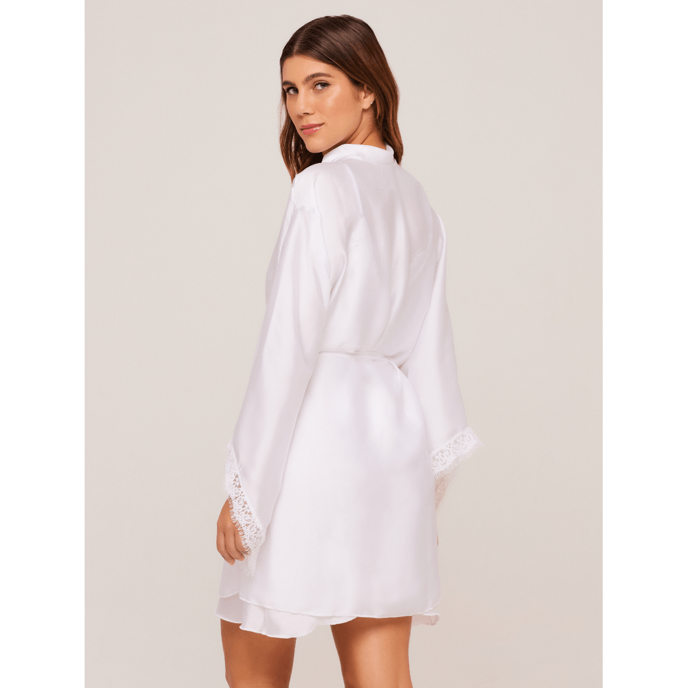 Robe Em Cetim Loungewear Com Renda Chantilly Liebe® 136916
