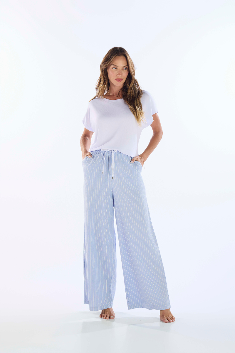 Pijama Meia Manga em Viscolycra com Calça em Tricoline Pzama® 100270 - COR 01