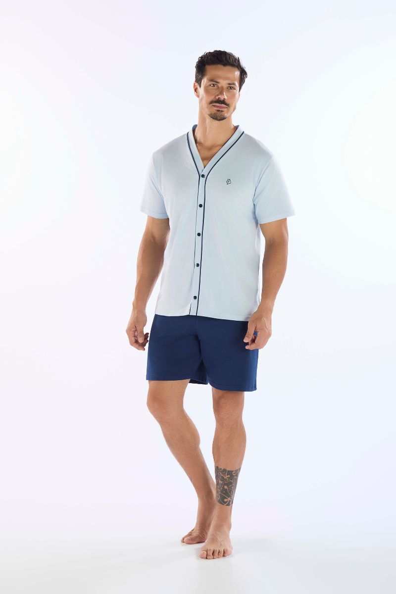 Pijama Masculino Meia Manga Aberto Frontal Com Bermuda Pzama® 6014.252 - COR 03