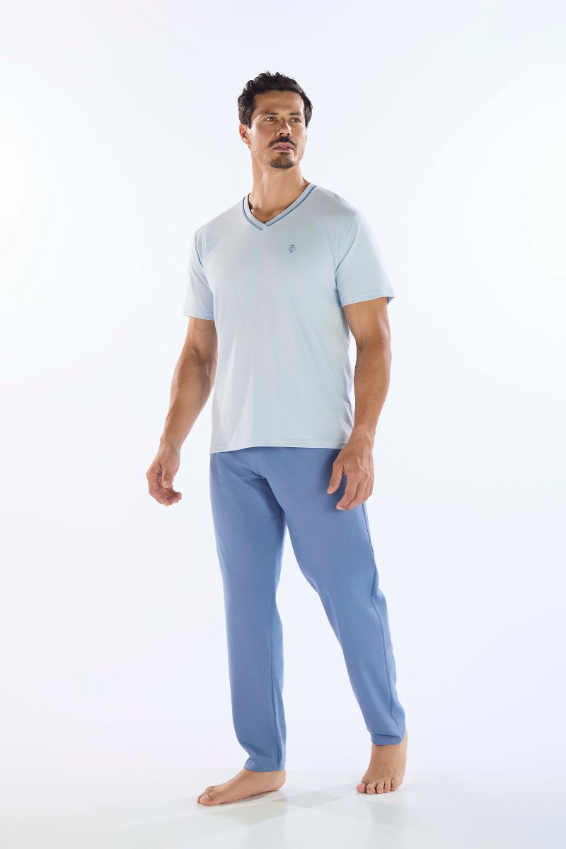 Pijama Masculino Manga Curta Com Calça Em Meia Malha – Pzama® 6011.252