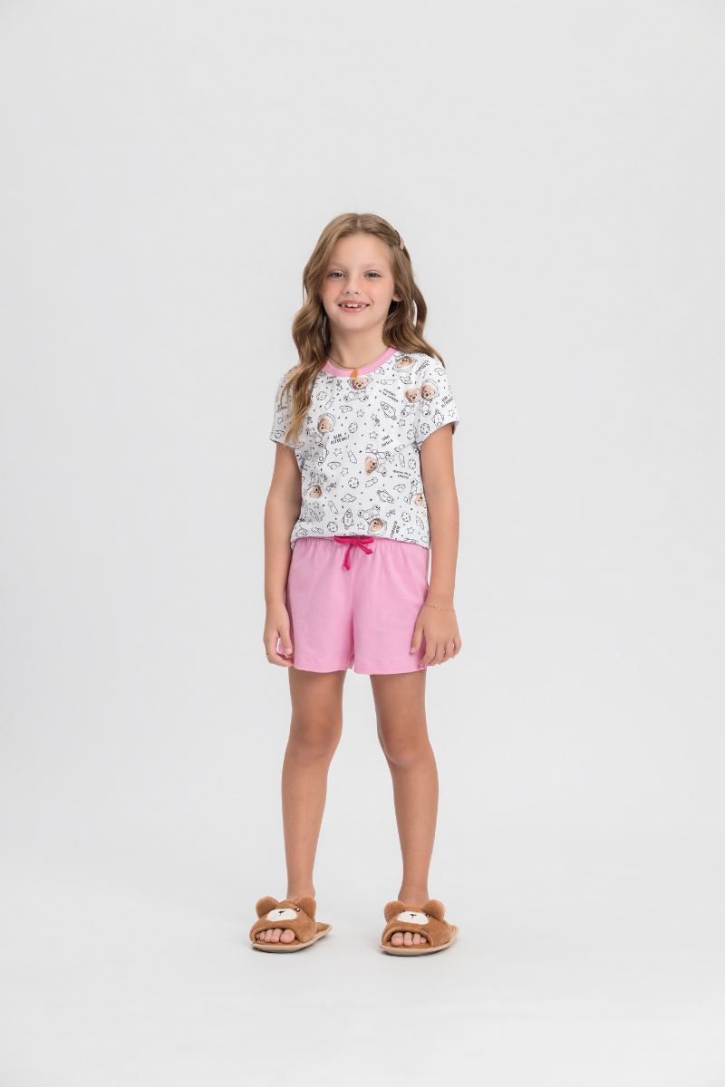 Pijama Infantil Meia Manga com Bermuda Algodão Colorindo Sonhos – Mensageiro dos Sonhos® 0132144