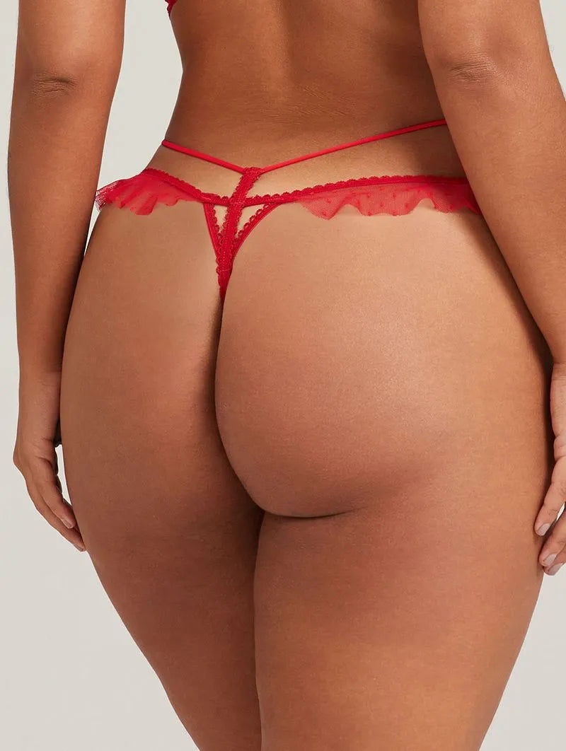 Calcinha Fio Dental em Tule Poá e Renda Noivas Branca – Liebe® 601780
