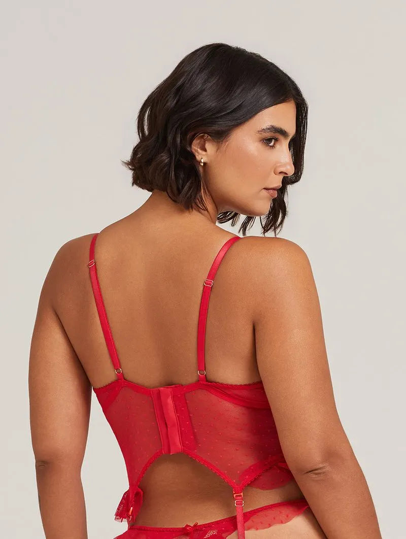 Espartilho Sem Bojo em Tule Poá e Renda – Liebe® 603580 - LOVE