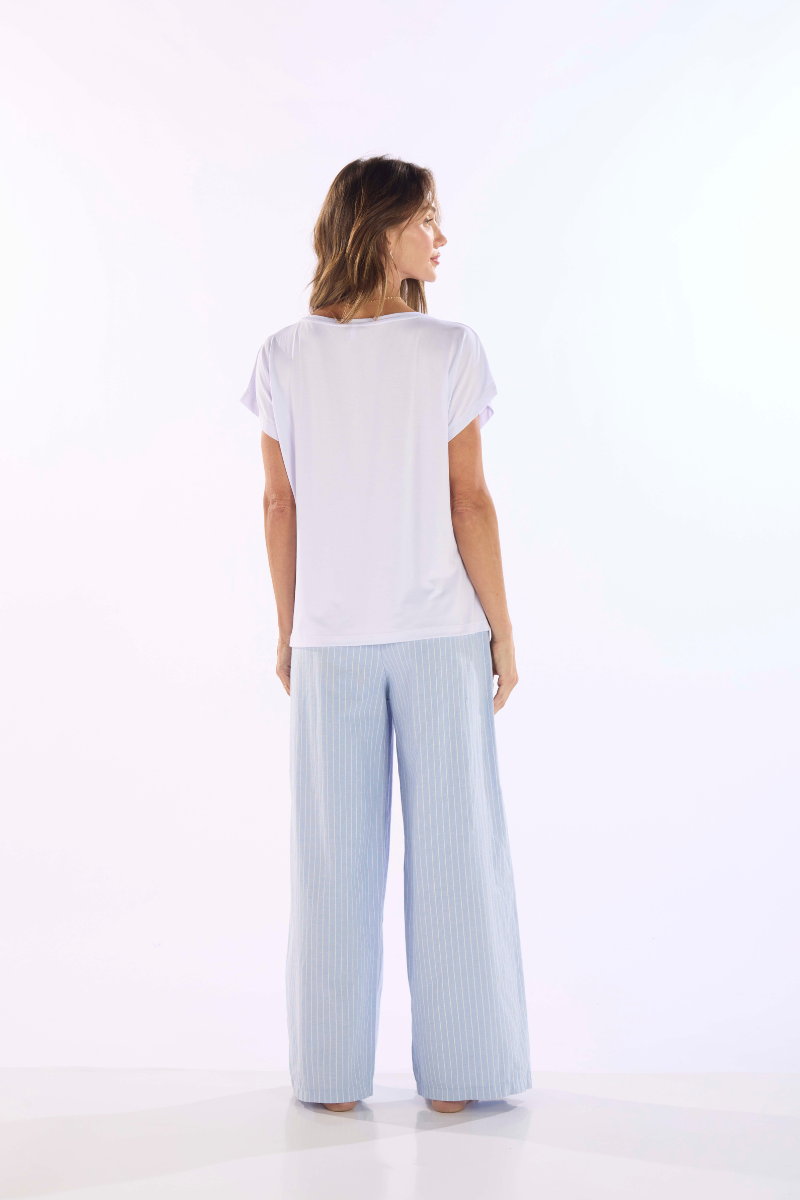 Pijama Meia Manga em Viscolycra com Calça em Tricoline Pzama® 100270 - COR 01