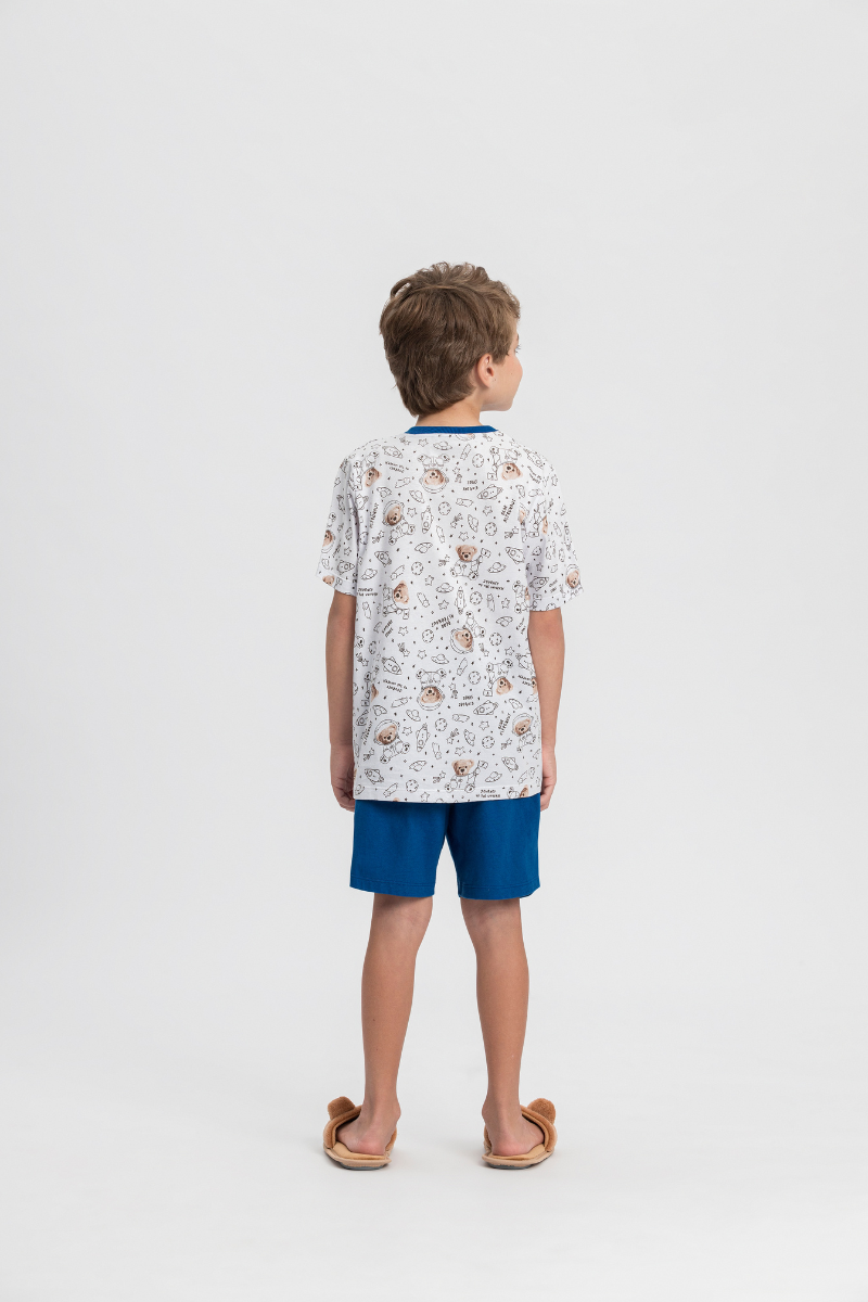 Pijama Infantil Masculino Meia Manga com Bermuda Algodão Colorindo Sonhos – Mensageiro dos Sonhos® 0132143