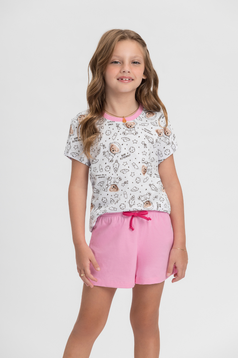 Pijama Infantil Meia Manga com Bermuda Algodão Colorindo Sonhos – Mensageiro dos Sonhos® 0132144