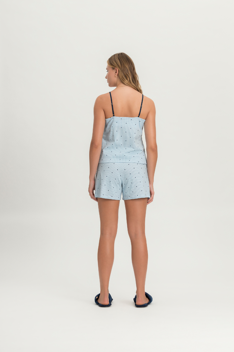 Pijama Básico Alça com Short Algodão Onda de Felicidade – Mensageiro dos Sonhos® 0132167