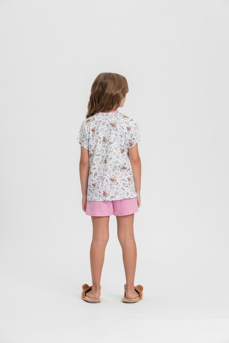 Pijama Infantil Meia Manga com Bermuda Algodão Colorindo Sonhos – Mensageiro dos Sonhos® 0132144