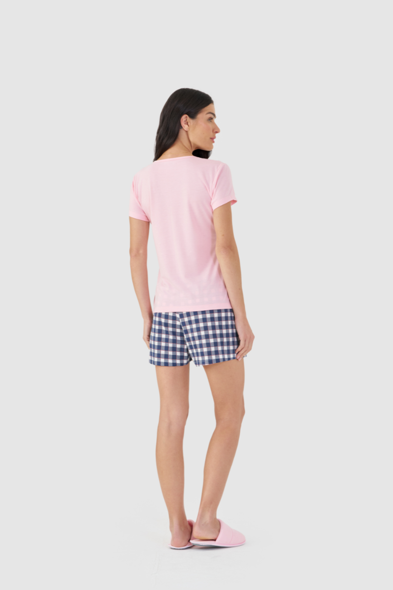 Pijama Básico Meia Manga com Short em Meia Malha Amor Desbloqueado – Mensageira da Paz® 033499