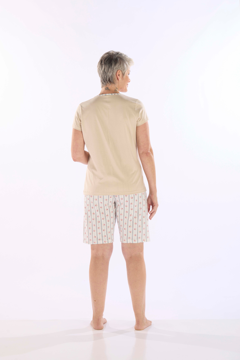Pijama Meia Manga em Meia Malha com Bermuda Meia Malha Rotativa Pzama® 050297 - COR 01