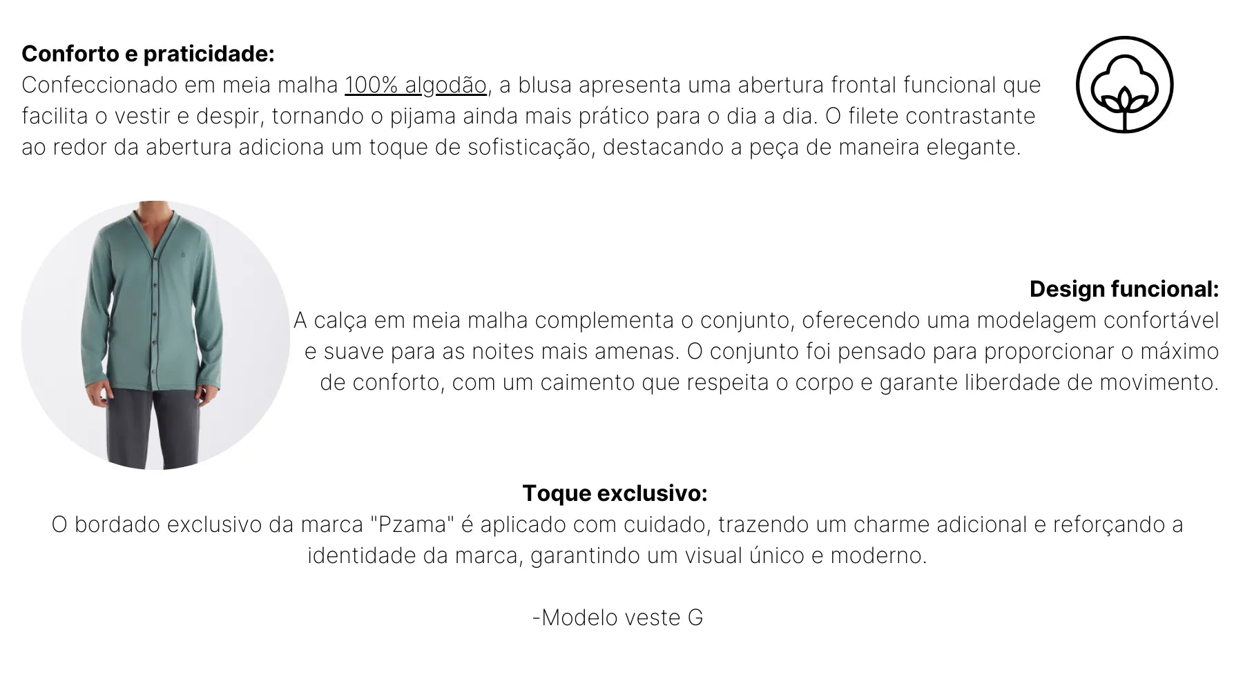 Pijama Masculino Manga Longa com Abertura Frontal e Calça Pzama® 6008.251 - COR 03