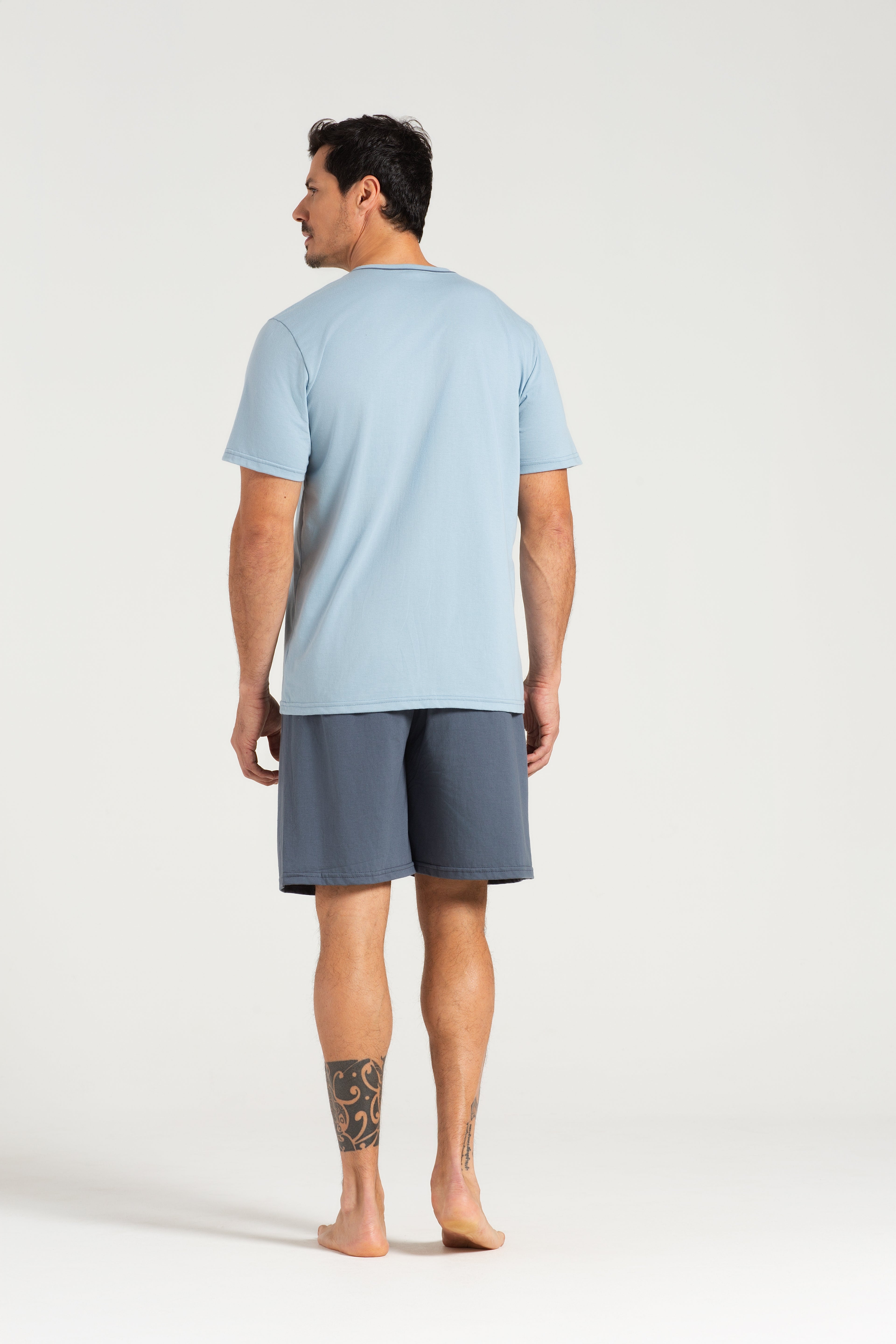 Pijama Masculino Meia Manga com Bermuda em Meia Malha Bicolor – Pzama® 6012.261 - COR 01