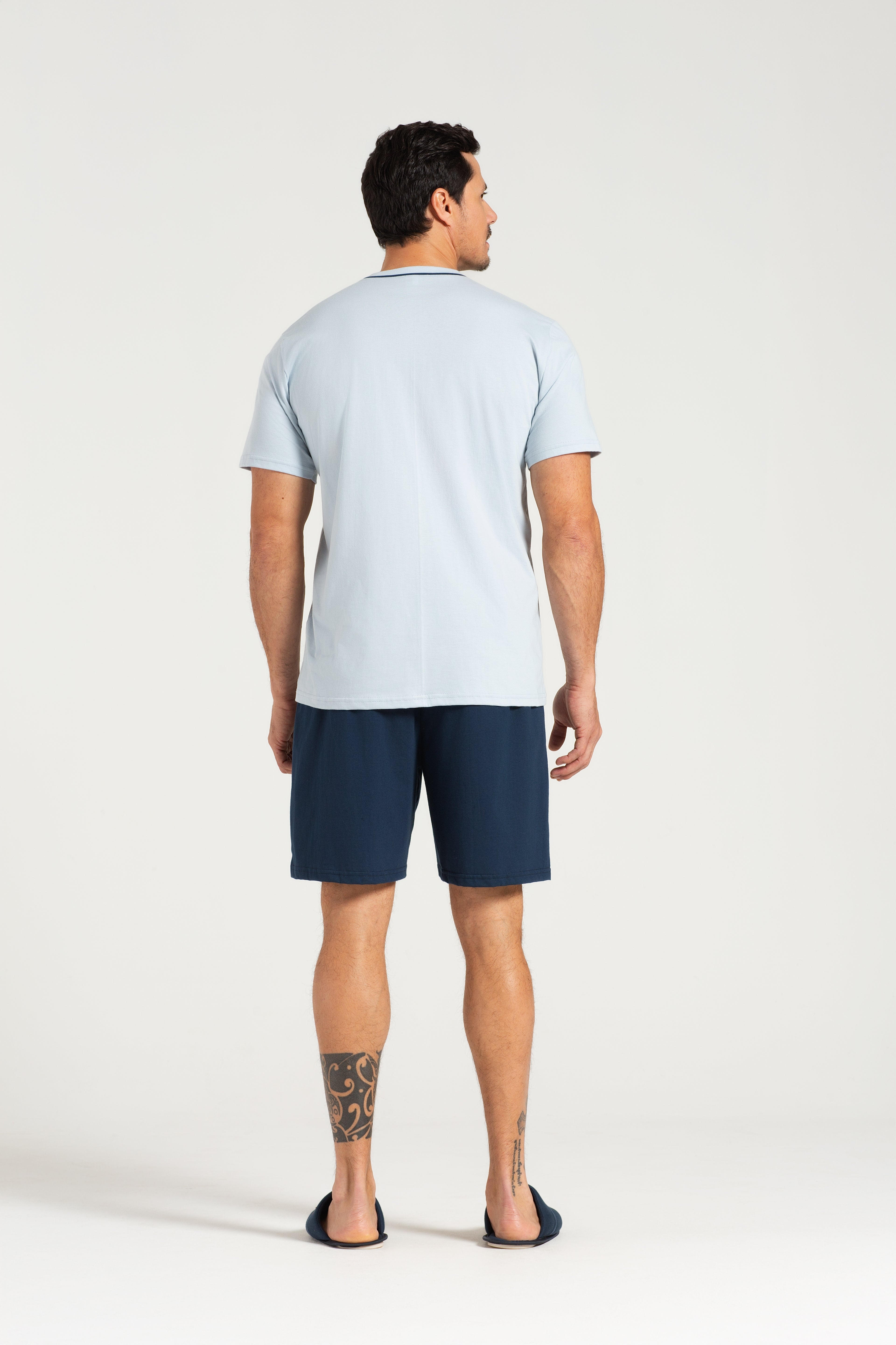 Pijama Masculino Meia Manga com Bermuda em Meia Malha Bicolor – Pzama® 6012.261 - COR 02