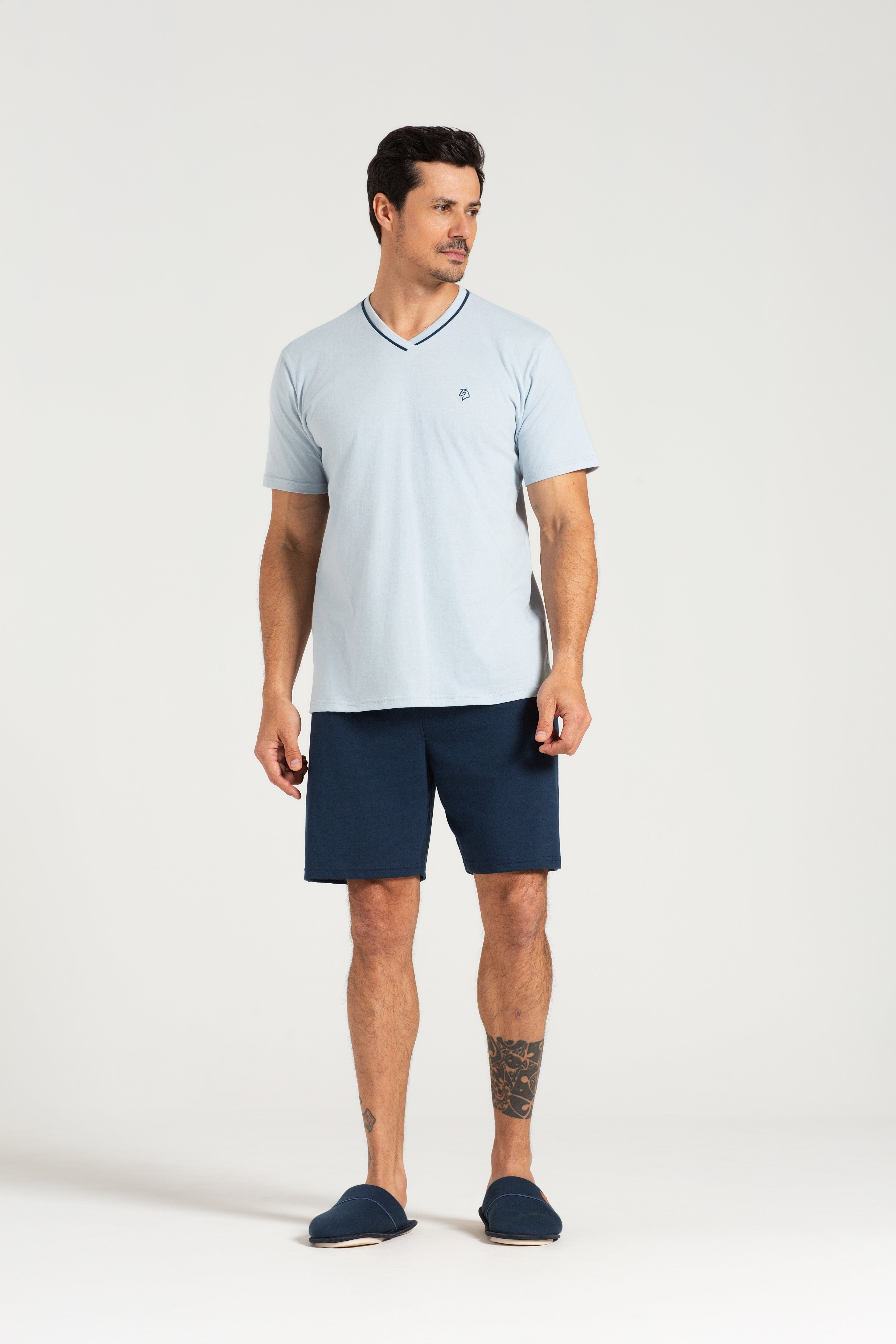 Pijama Masculino Meia Manga com Bermuda em Meia Malha Bicolor – Pzama® 6012.261 - COR 02