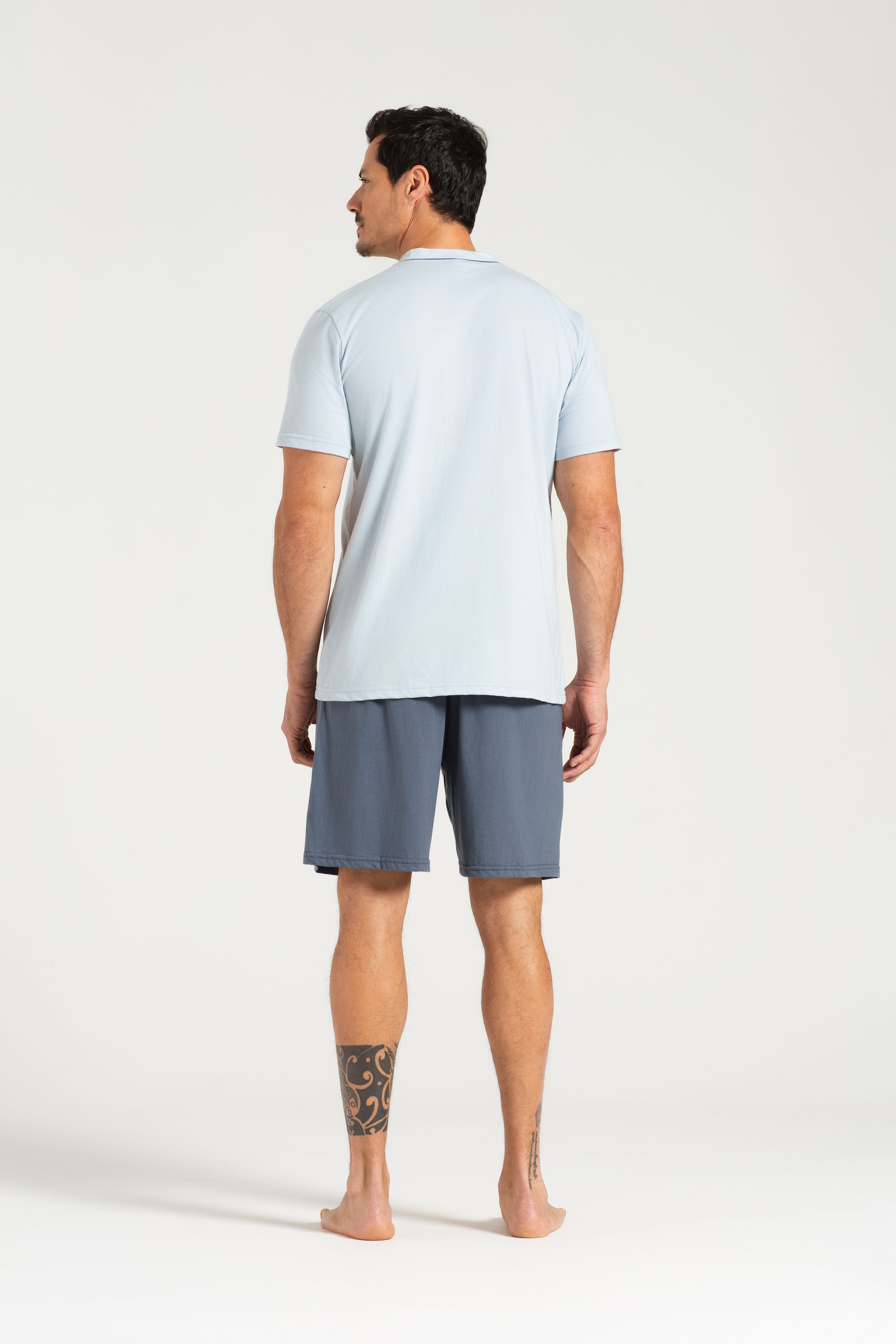 Pijama Masculino Meia Manga com Abertura Frontal e Bermuda em Meia Malha Bicolor – Pzama® 6014.261 - COR 01