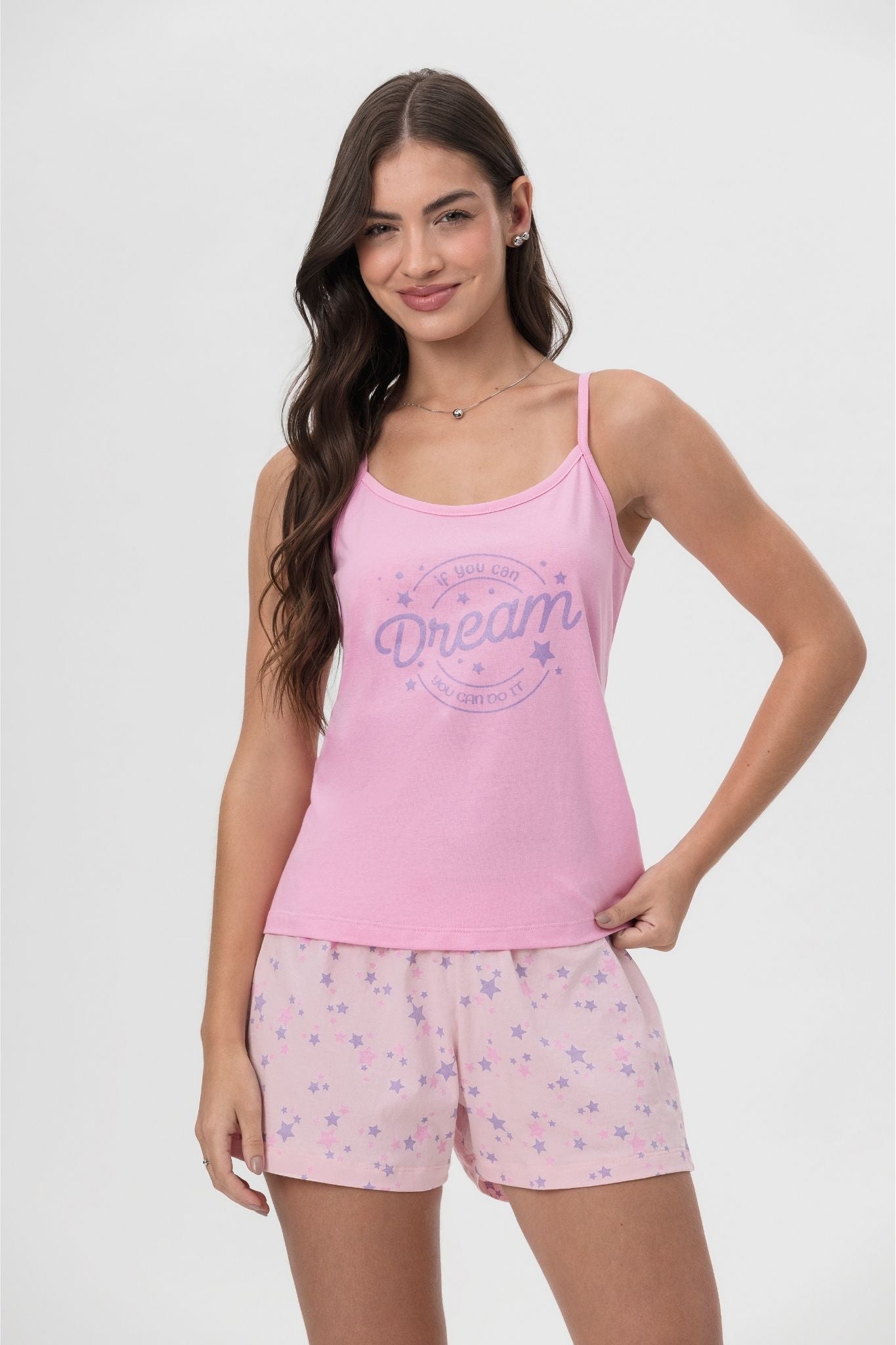 Pijama Alça c/ Short 1/2 Malha Dream – Mensageira da Paz® 033473