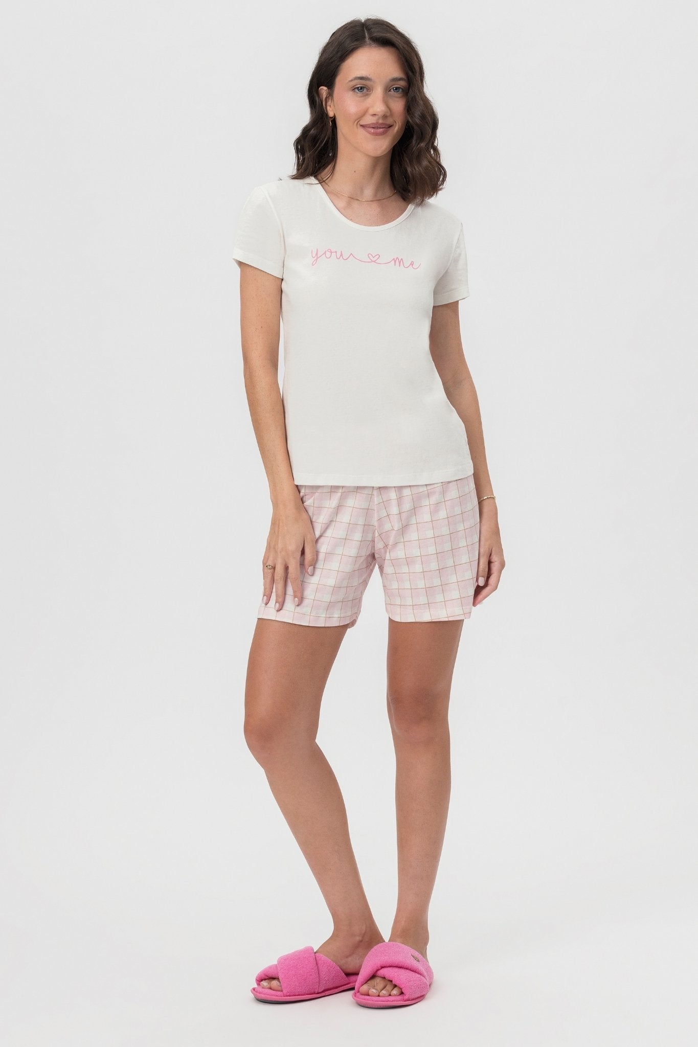 Pijama Meia Manga com Short em Meia Malha Eu e Você – Mensageiro da Paz® 033467