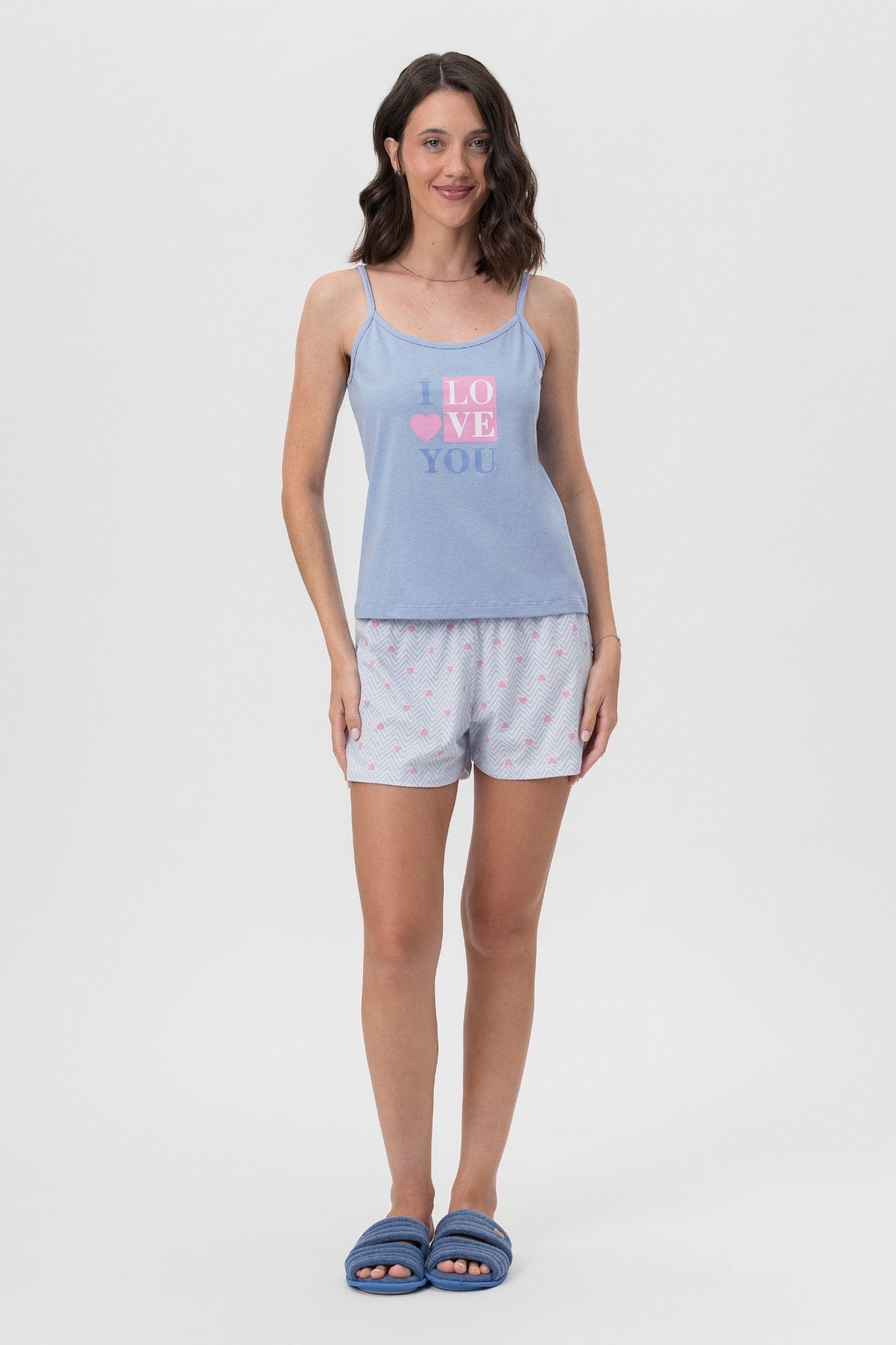 Pijama Alça com Short em Meia Malha Love You – Mensageira da Paz® 033468