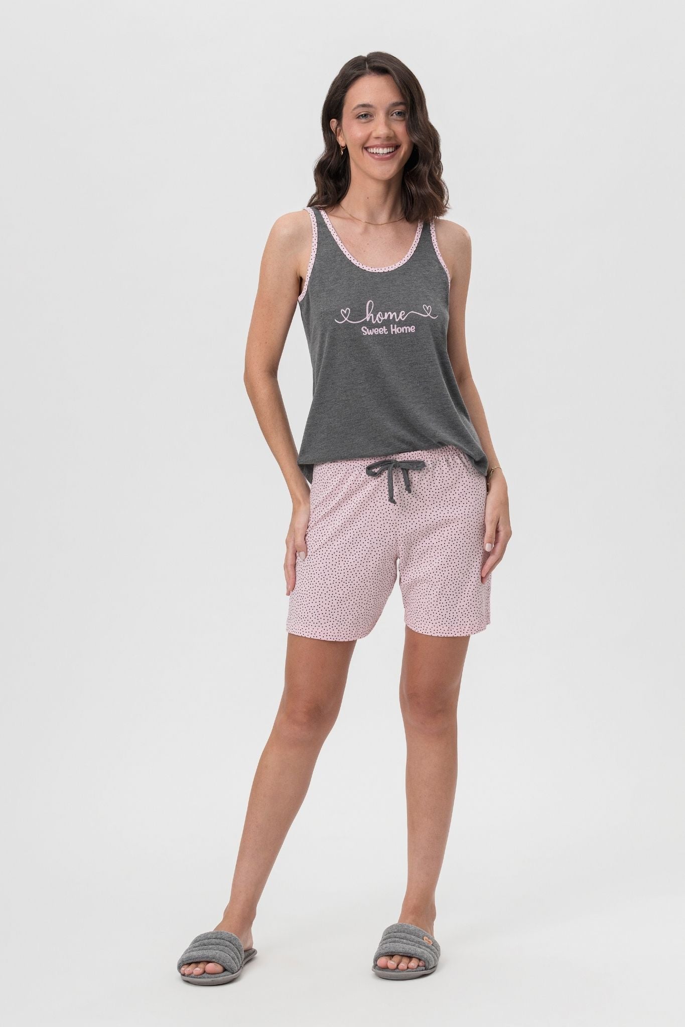 Pijama Regata Com Bermuda 1/2 Malha Sweet Home – Mensageira Da Paz® 033459