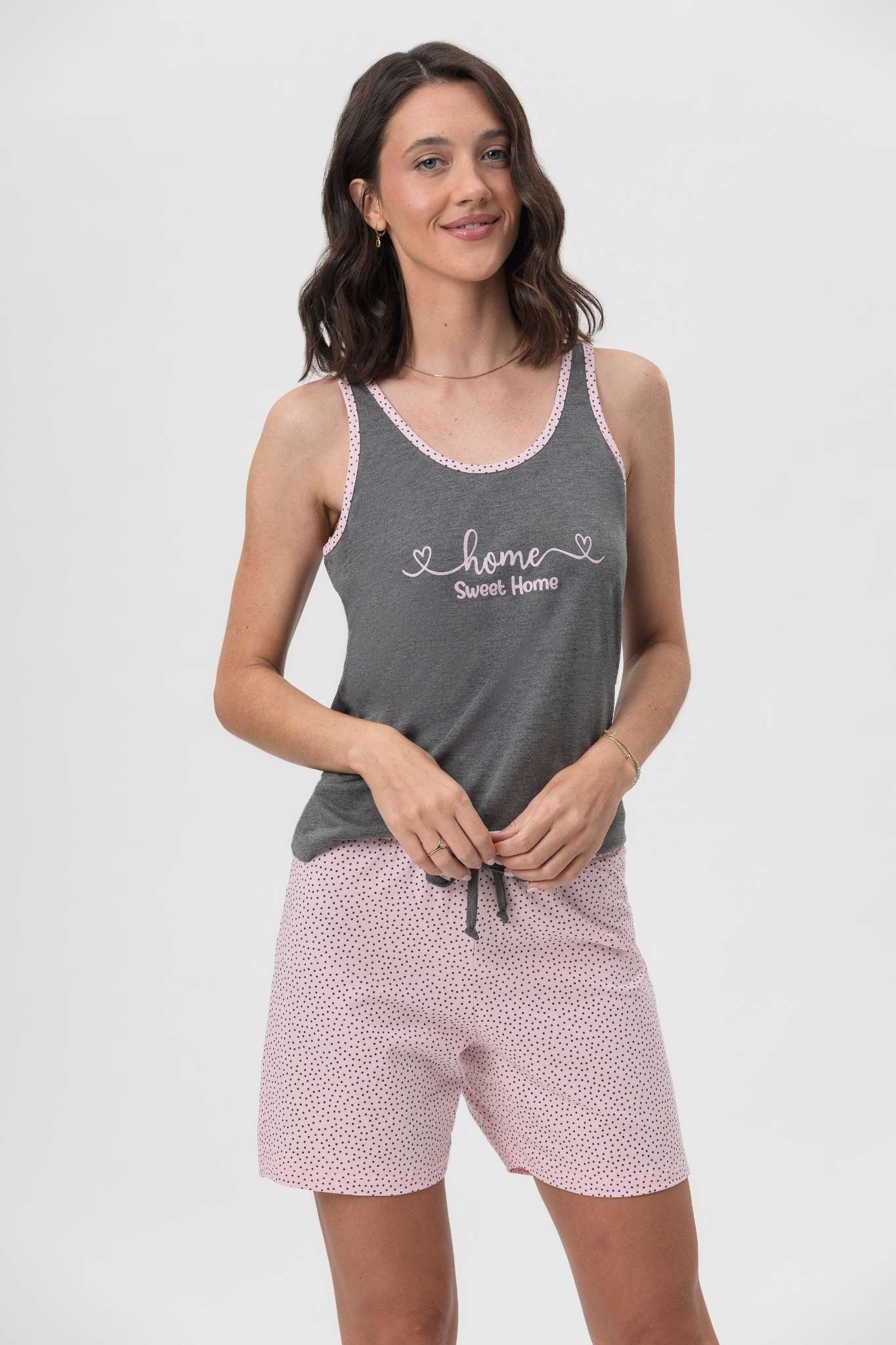 Pijama Regata Com Bermuda 1/2 Malha Sweet Home – Mensageira Da Paz® 033459